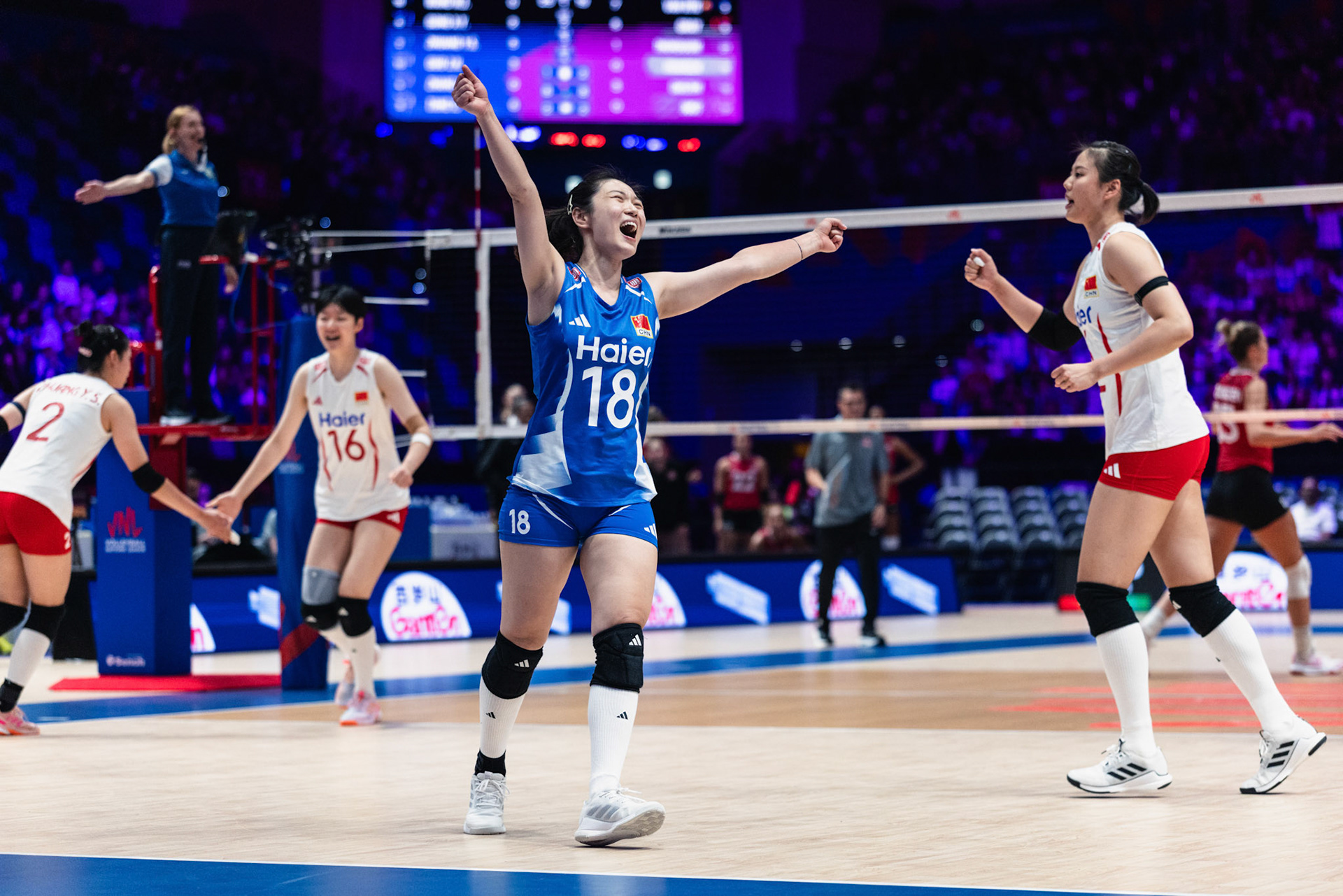 HONG KONG, China - JULY  08: Wang Mengjie of China celebrates scoring a point during Volleyball Nations League Hong Kong 2026 at Kai Tak Arena on July 8, 2026 in Hong Kong, China, (Photo by Jack Ng/Alamy Live News)