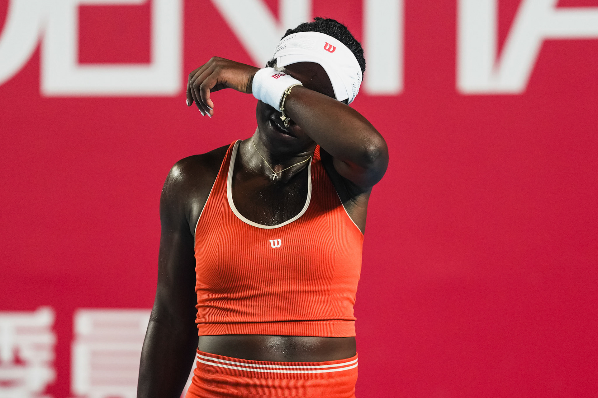 HONG KONG, China - Alexandra Eala of the Philippines vs Victoria Mboko of Canada in action during WTA 250 - Prudential Hong Kong Tennis Open at Victoria Park Tennis Court on October 30, 2025 in Hong Kong, China, (Photo by Jack Ng/Alamy Live News)