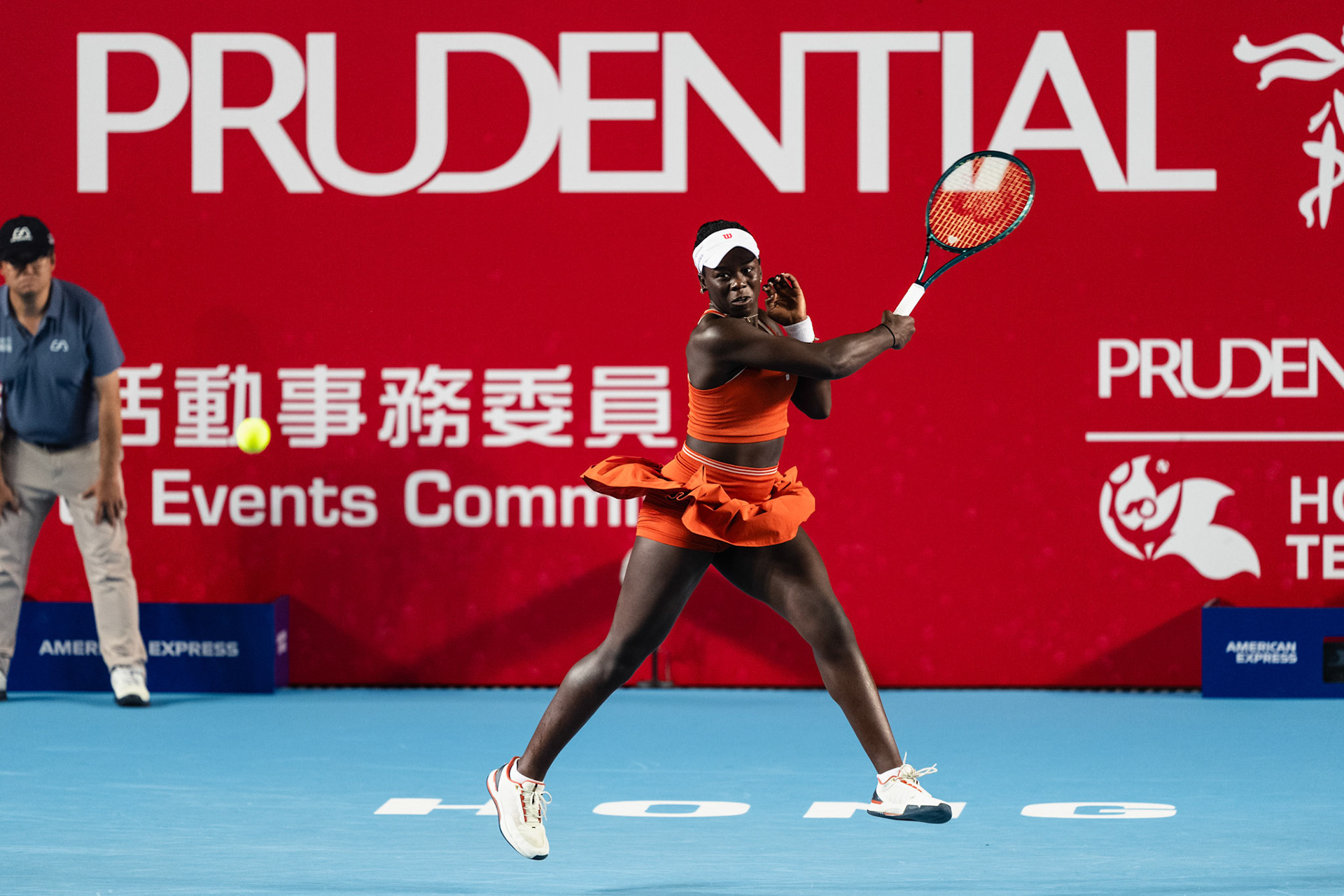 HONG KONG, China - Anna Kalinskaya of Russia play against Victoria Mboko of Canada during WTA 250 - Prudential Hong Kong Tennis Open at Victoria Park Tennis Court on October 31, 2025 in Hong Kong, China, (Photo by Jack Ng/Alamy Live News)
