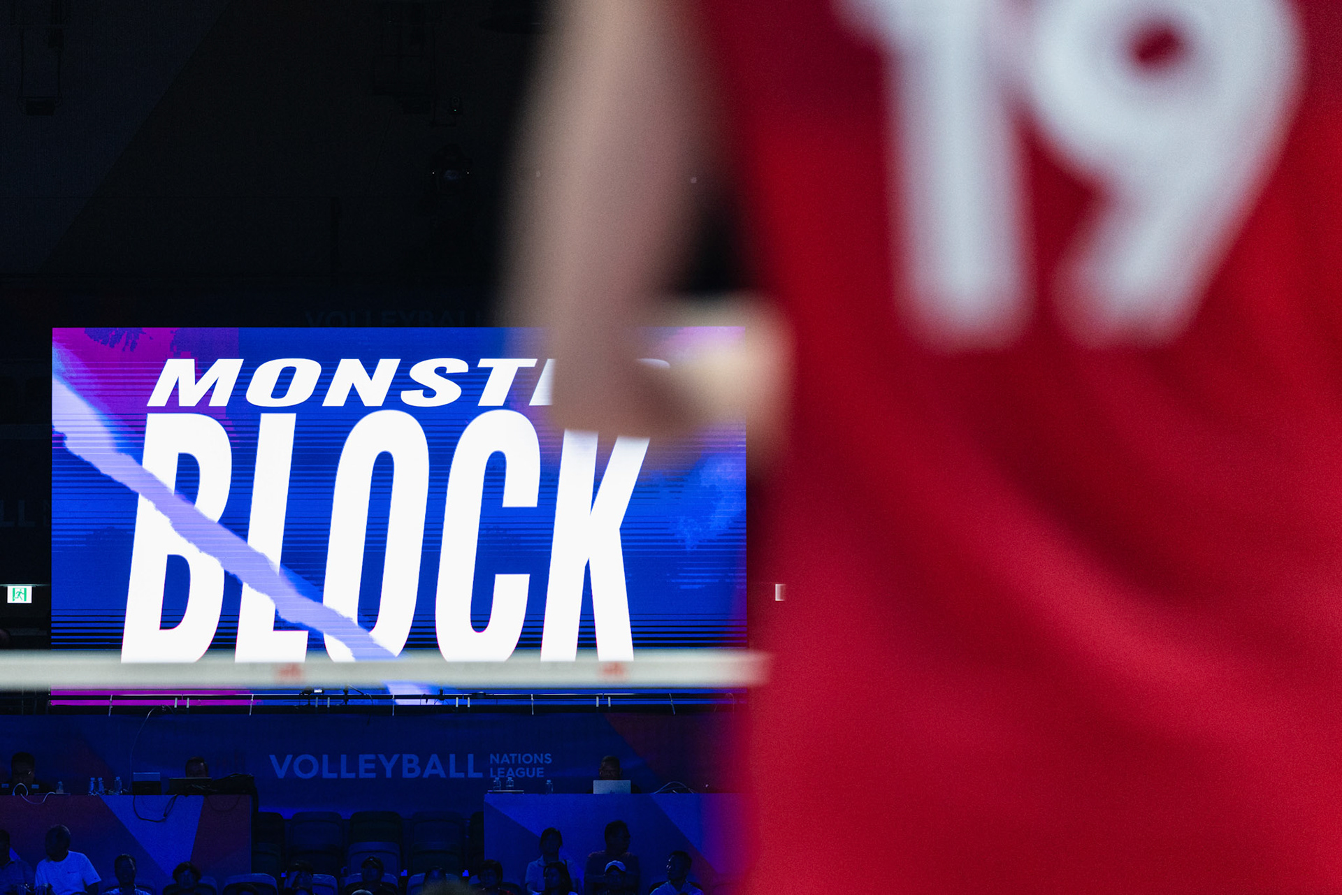 HONG KONG, China - JULY  12: A block by the player of Canada during Volleyball Nations League Hong Kong 2026 at Kai Tak Arena on July 12, 2026 in Hong Kong, China, (Photo by Jack Ng/Pixel Images Hong Kong)