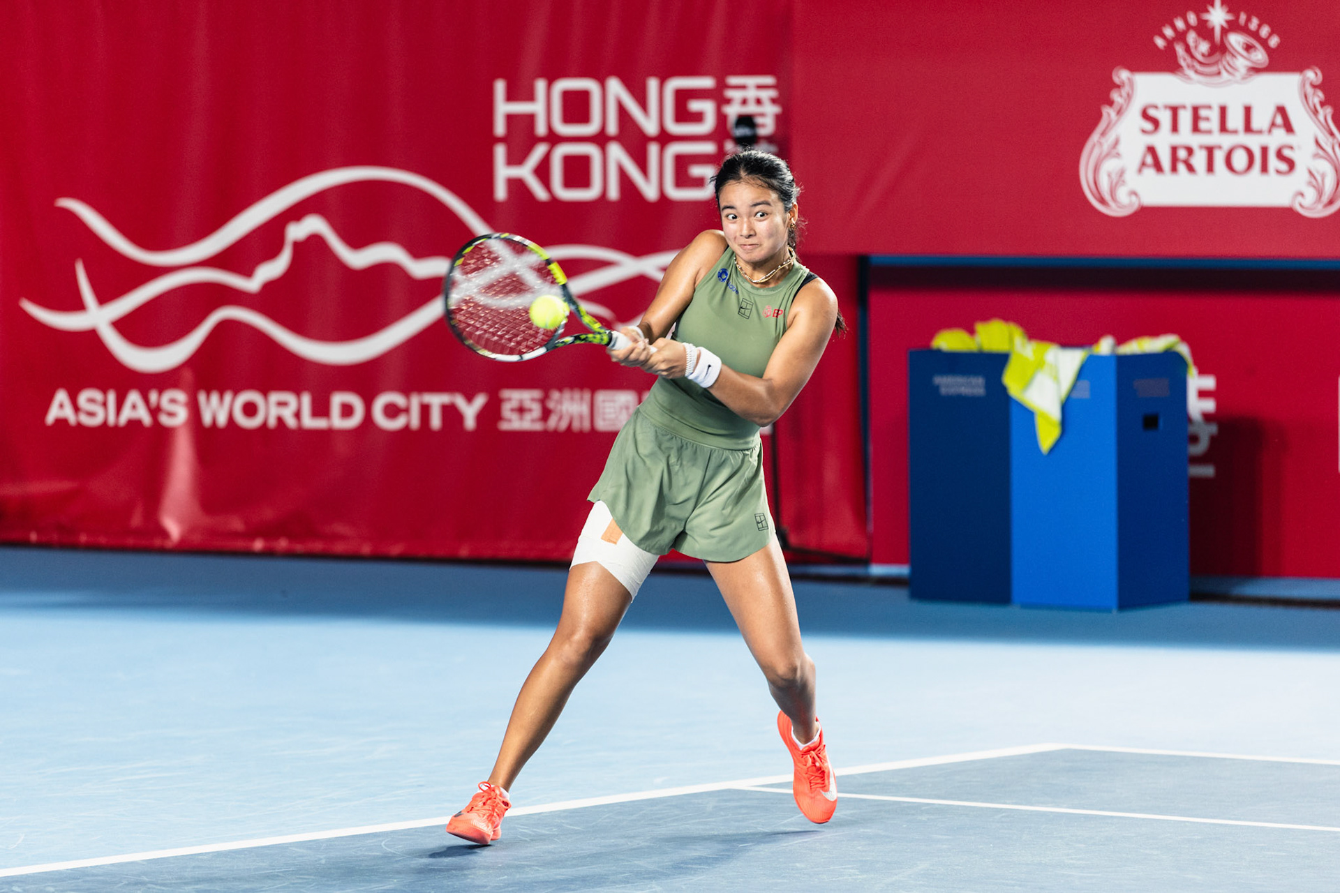 HONG KONG, China - Alexandra Eala of the Philippines vs Victoria Mboko of Canada during WTA 250 - Prudential Hong Kong Tennis Open at Victoria Park Tennis Court on October 30, 2025 in Hong Kong, China, (Photo by Jack Ng/Alamy Live News)