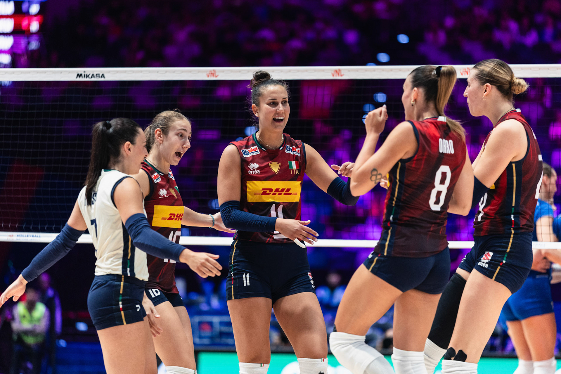HONG KONG, China - JULY  08: Players of Italy celebrates scoring a point during Volleyball Nations League Hong Kong 2026 at Kai Tak Arena on July 8, 2026 in Hong Kong, China, (Photo by Jack Ng/Alamy Live News)