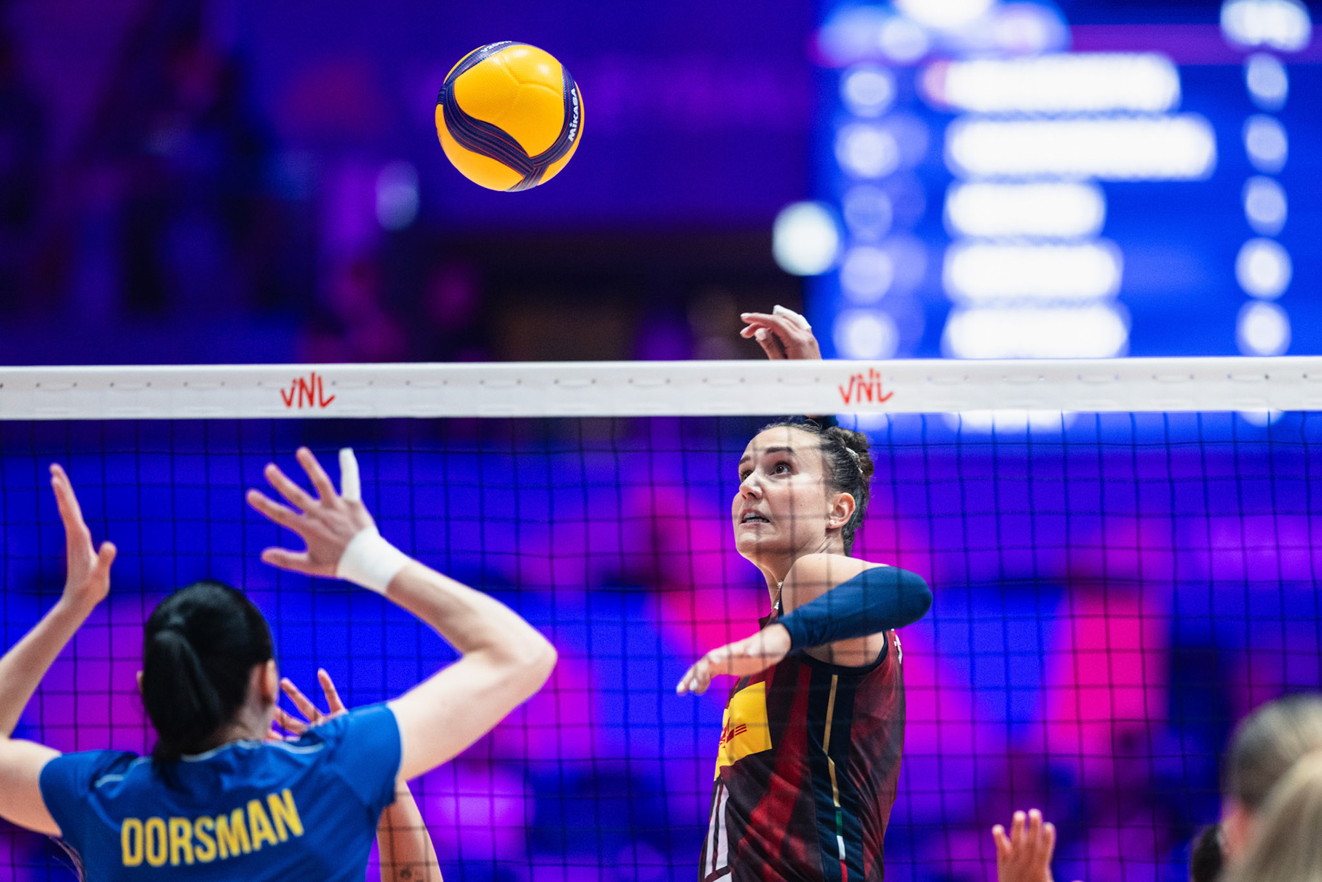 HONG KONG, China - JULY  08: Anna Danesi of Italy spikes the ball over the net during Volleyball Nations League Hong Kong 2026 at Kai Tak Arena on July 8, 2026 in Hong Kong, China, (Photo by Jack Ng/Alamy Live News)