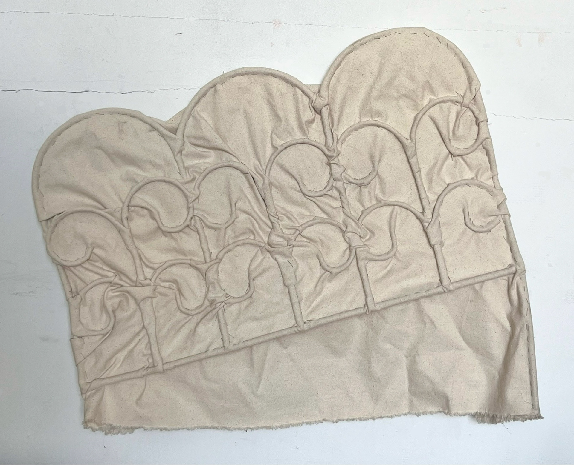 "Hiding In Plain Sight" (found metal gate, canvas and thread)