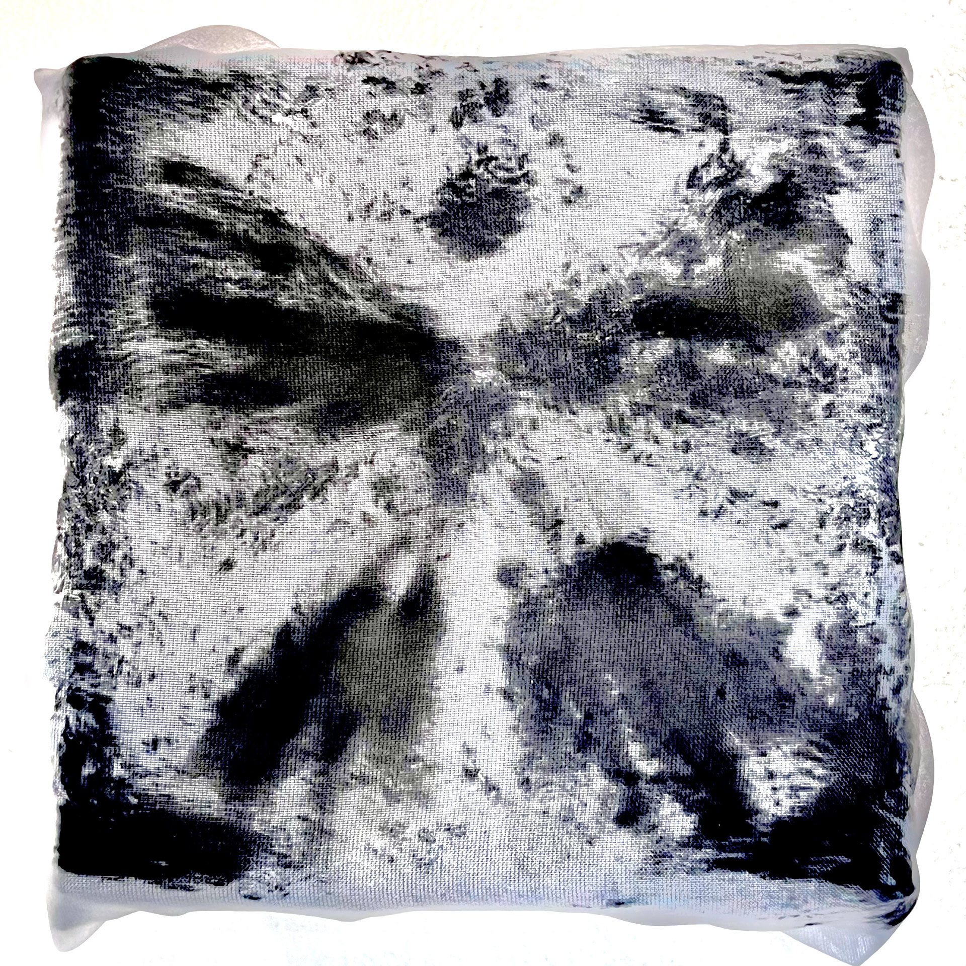 "Snow Is For Drawing" (6" x 6" acrylic paint and fabric)