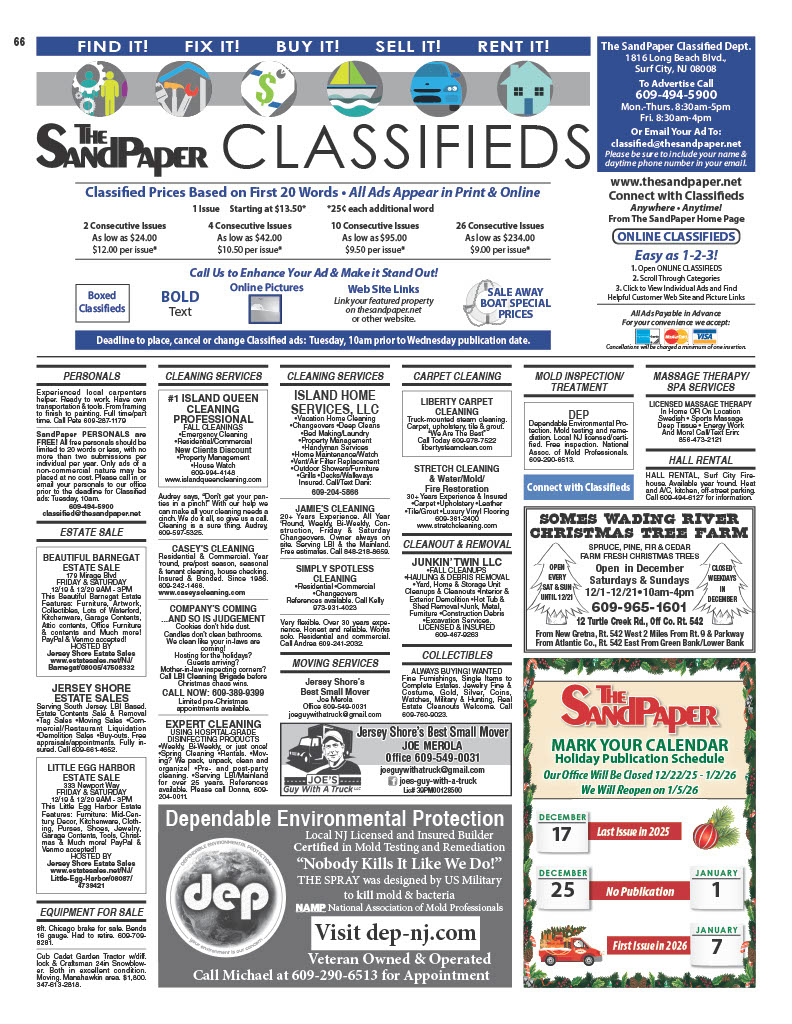 The SandPaper Classifieds Page 1 - Week of 12/17/2025