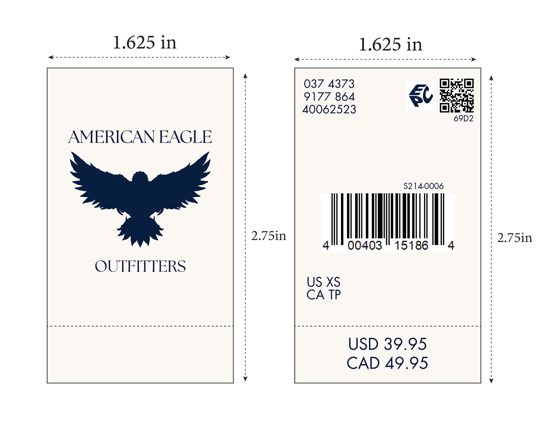 Price Tag design with sizing