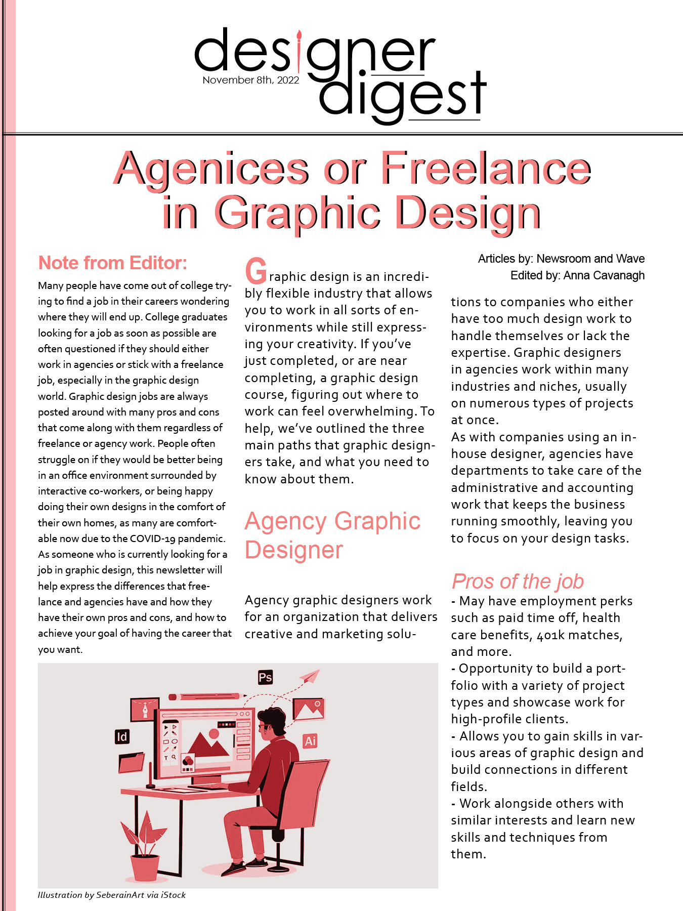 Page 1. Masthead design made in Illustrator.