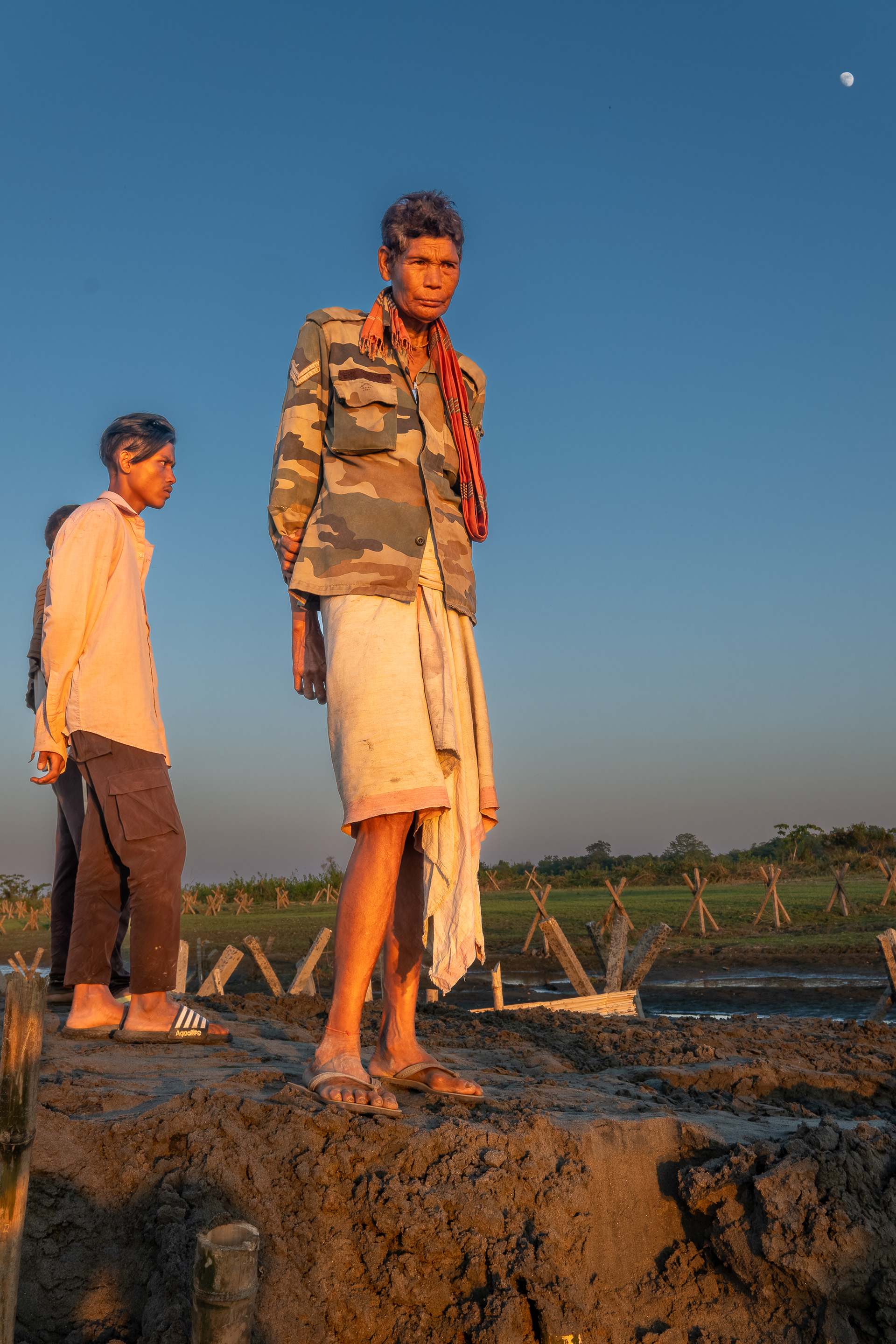 Coucher de soleil sur un des bras du Bramhapoutre