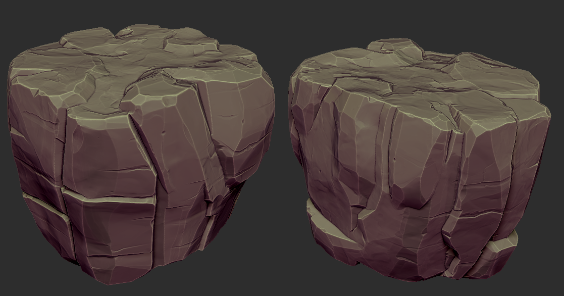 Screenshot d'un sculpt 3D d'un morceau de falaise.