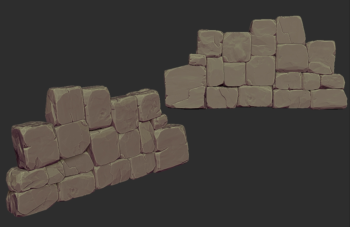 Screenshot d'un sculpt 3D d'un muret.