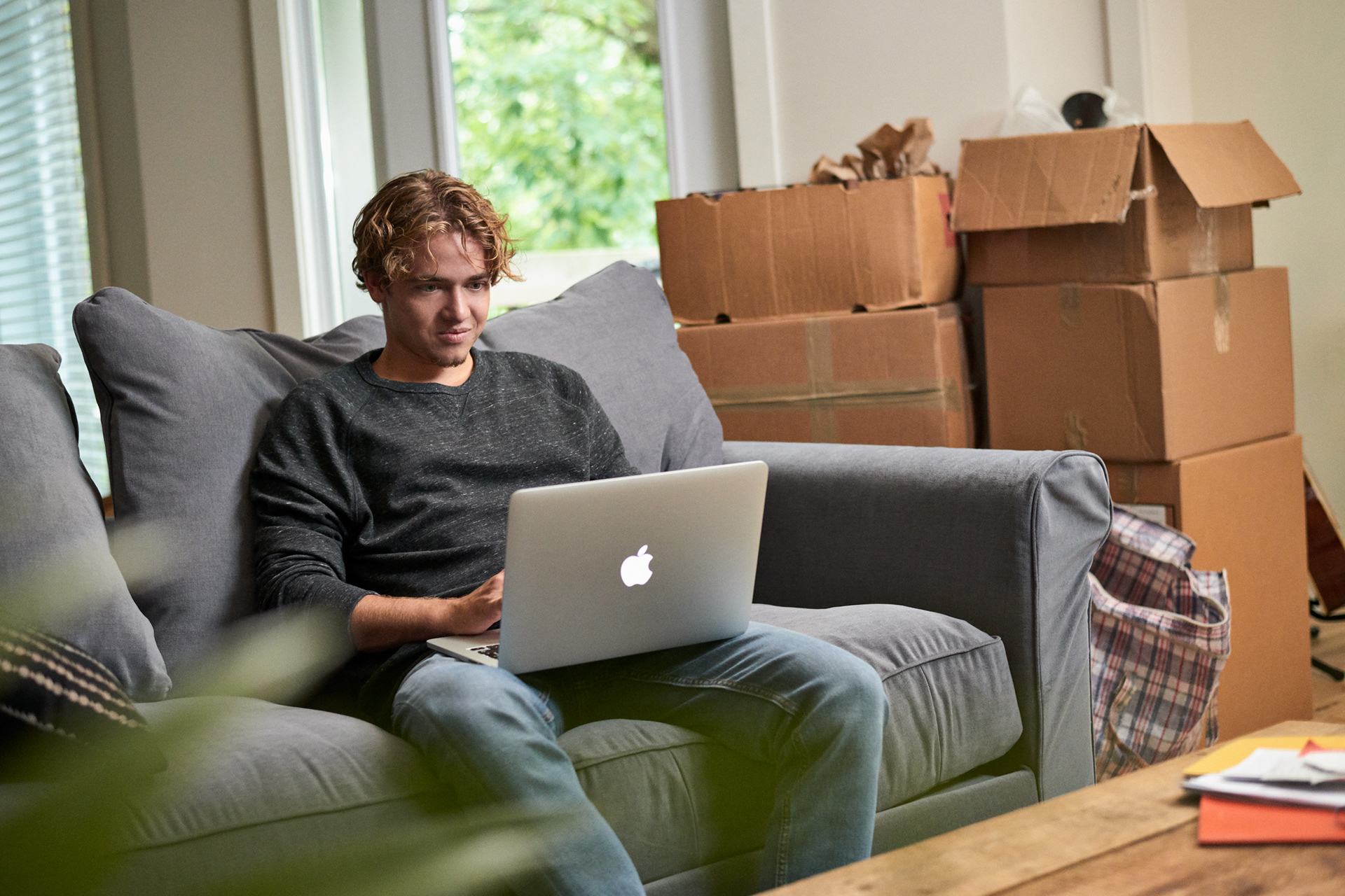 young man searching then internet to get information an election details and voting