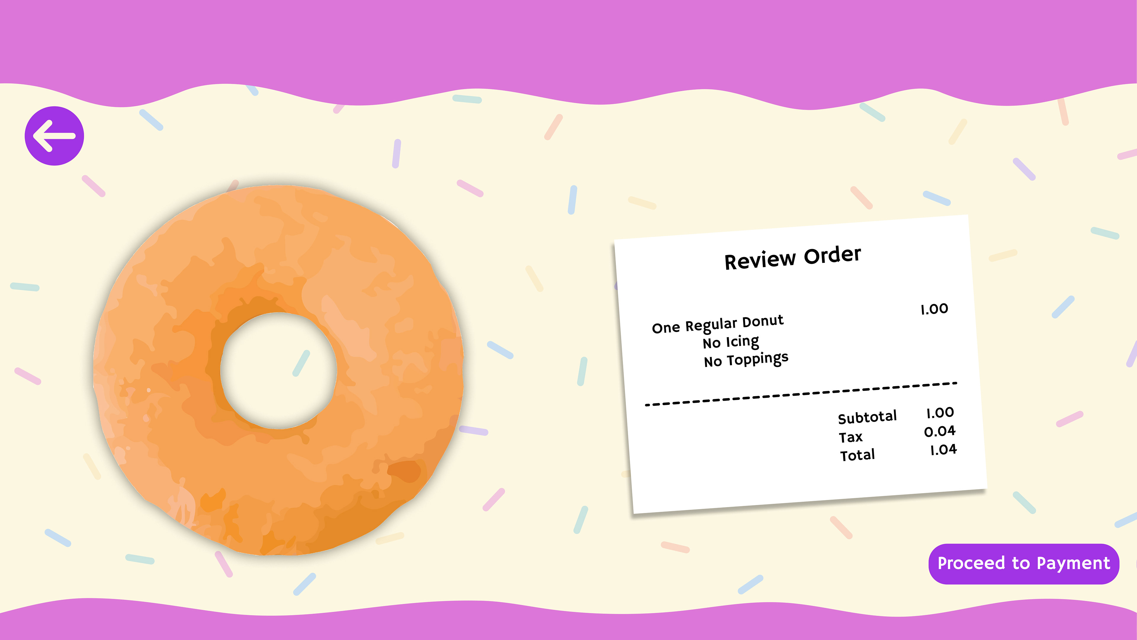 Regular Donut Review Order Screen