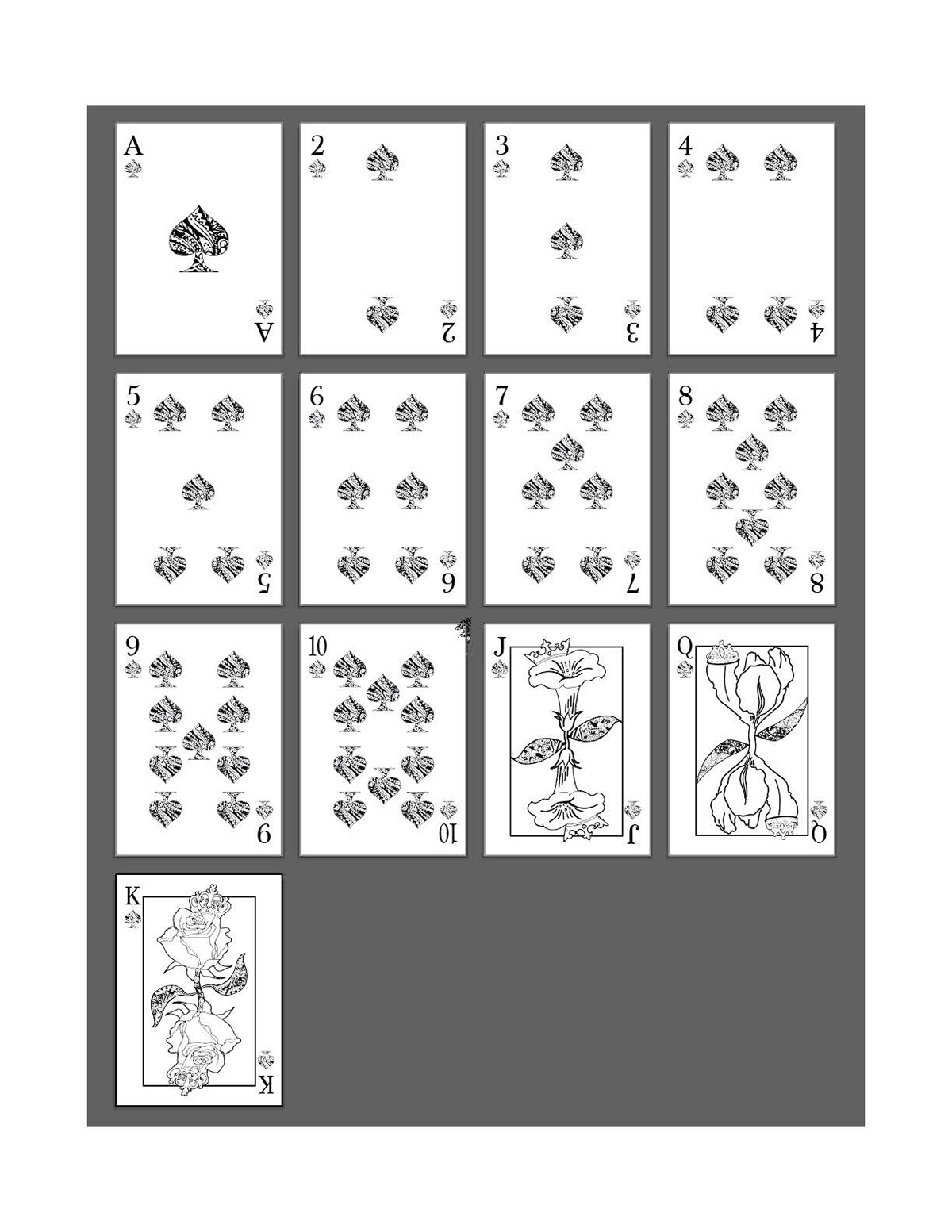 Fully illustrated deck of cards - Spades