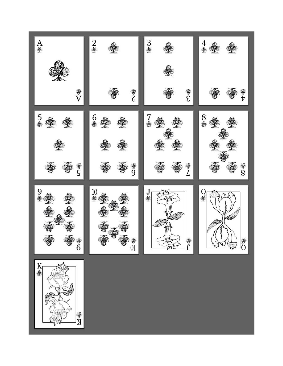 Fully illustrated deck of cards - Clubs