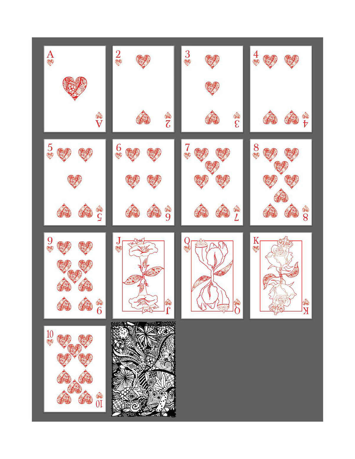 Fully illustrated deck of cards - Hearts