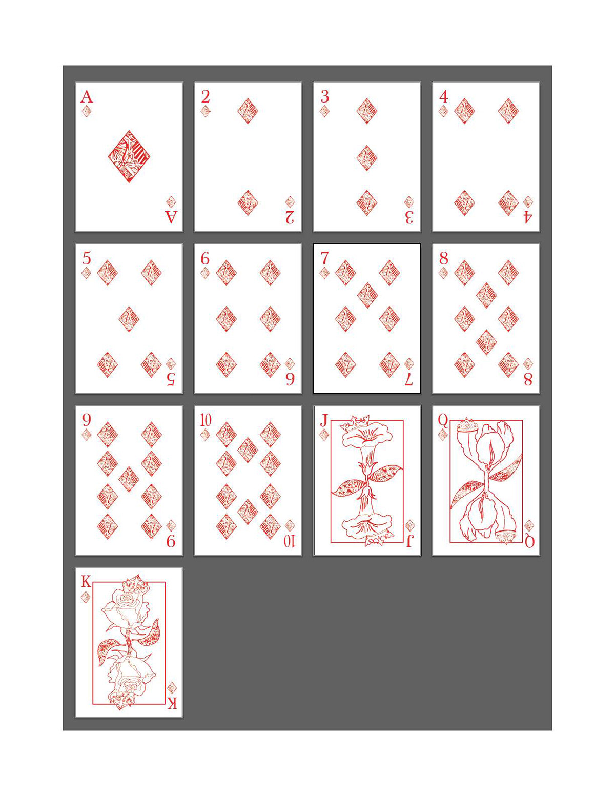 Fully illustrated deck of cards - Diamonds