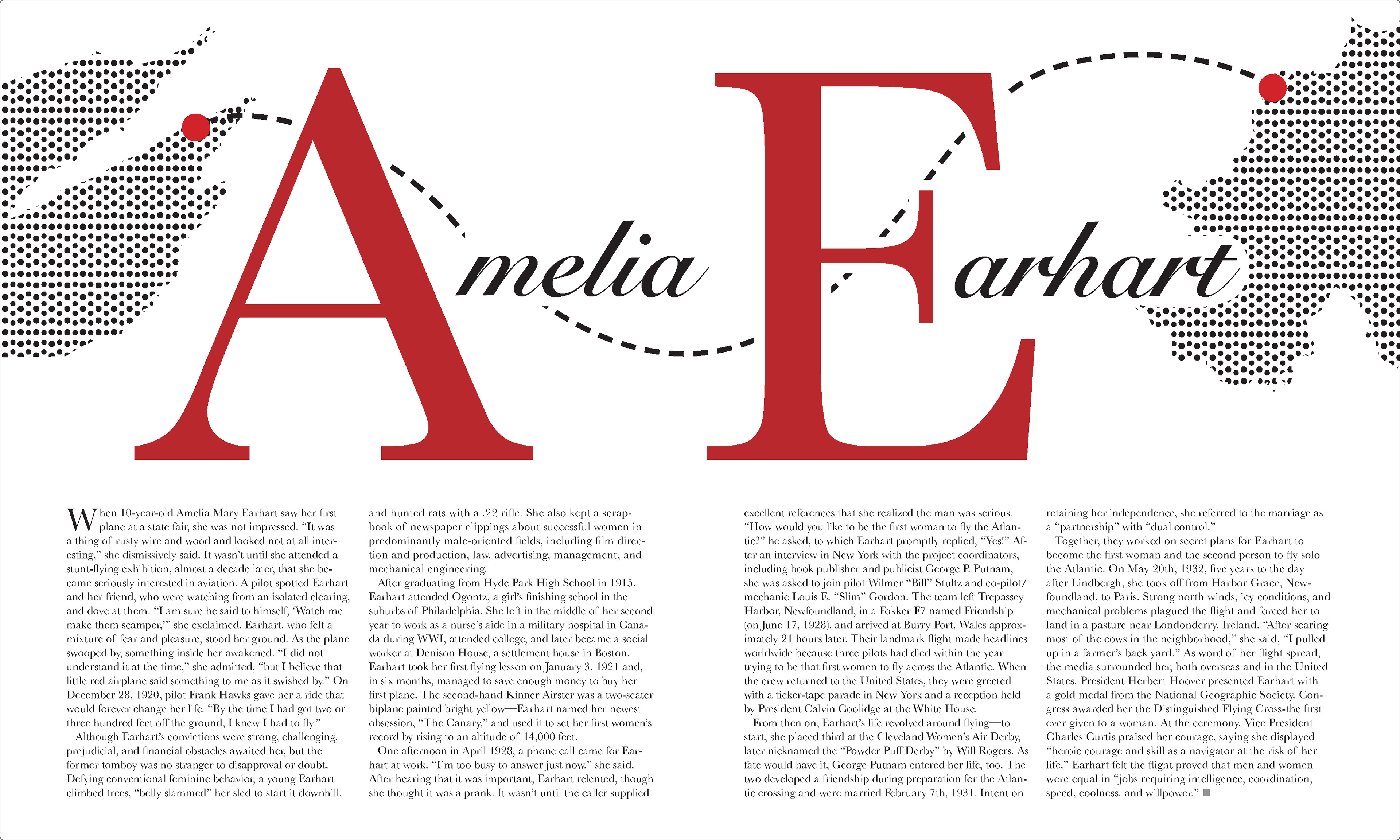 Magazine spread about someone famous in history