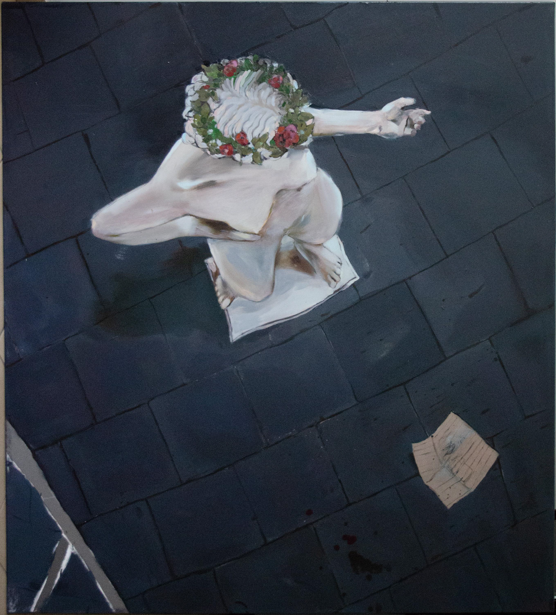 „A myth with no desirable ending“, oil on canvas 140 x 130 cm 2022