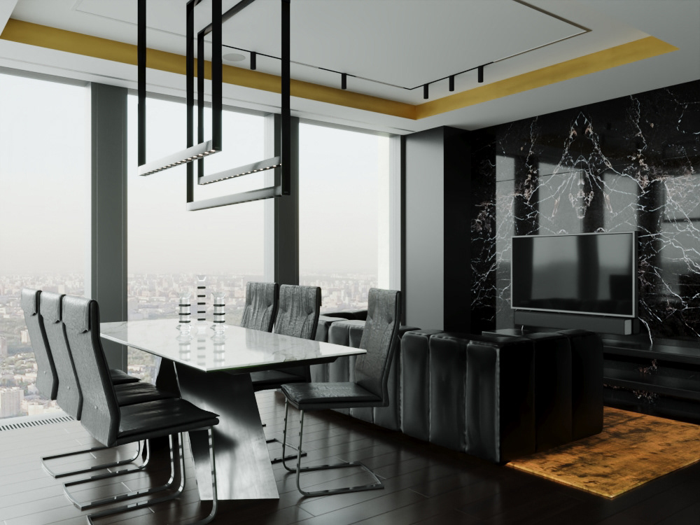 A business flat in Moscow City during daytime