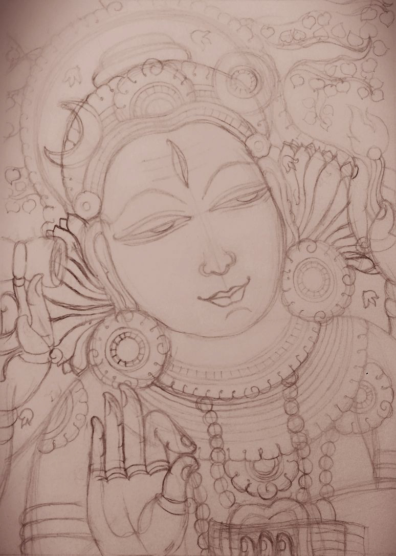 kerala mural painting pencil sketches