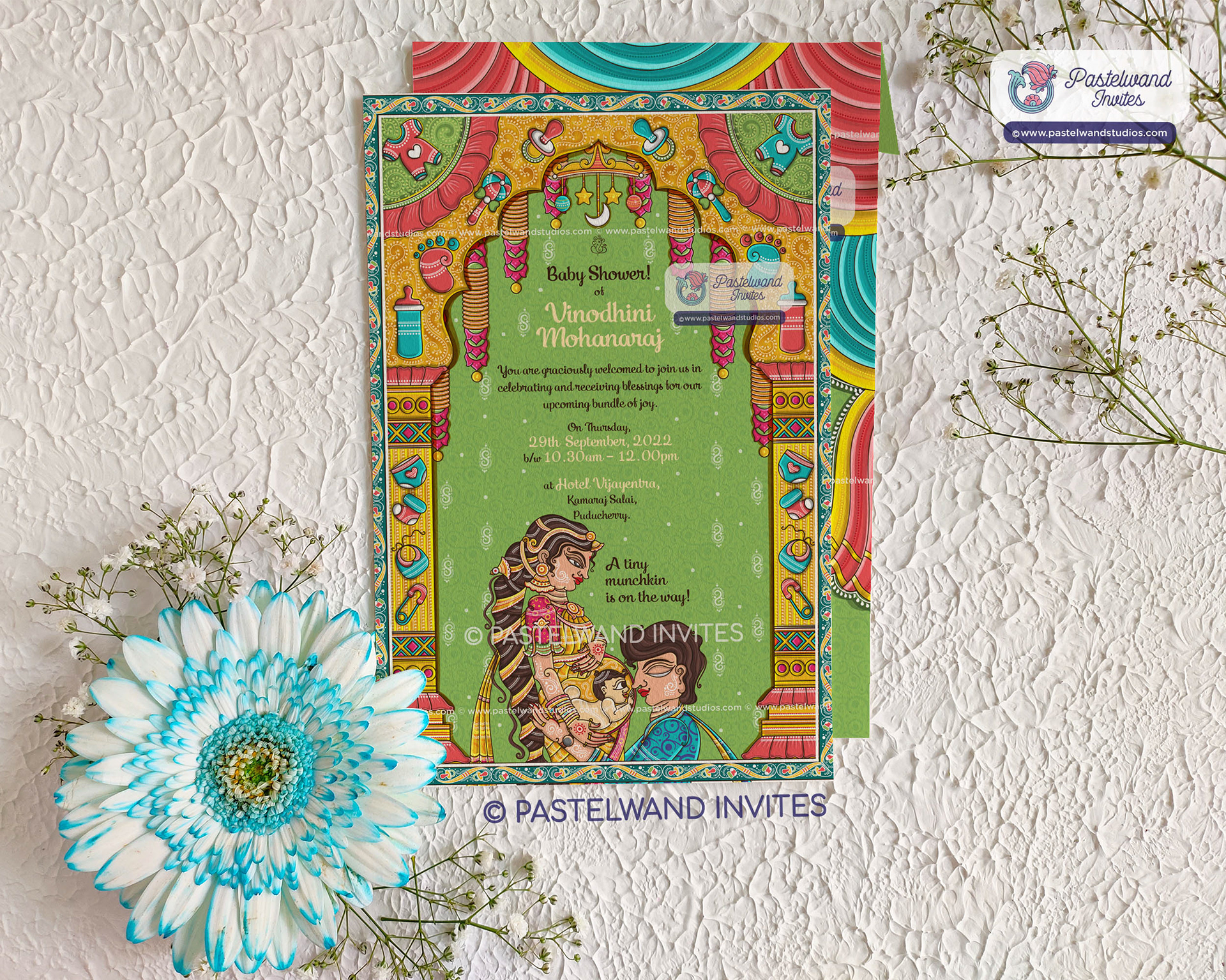 Odisha Pattachitra - Baby shower illustration in Indian Folk Art style, pattachitra done digitally in Adobe Illustrator