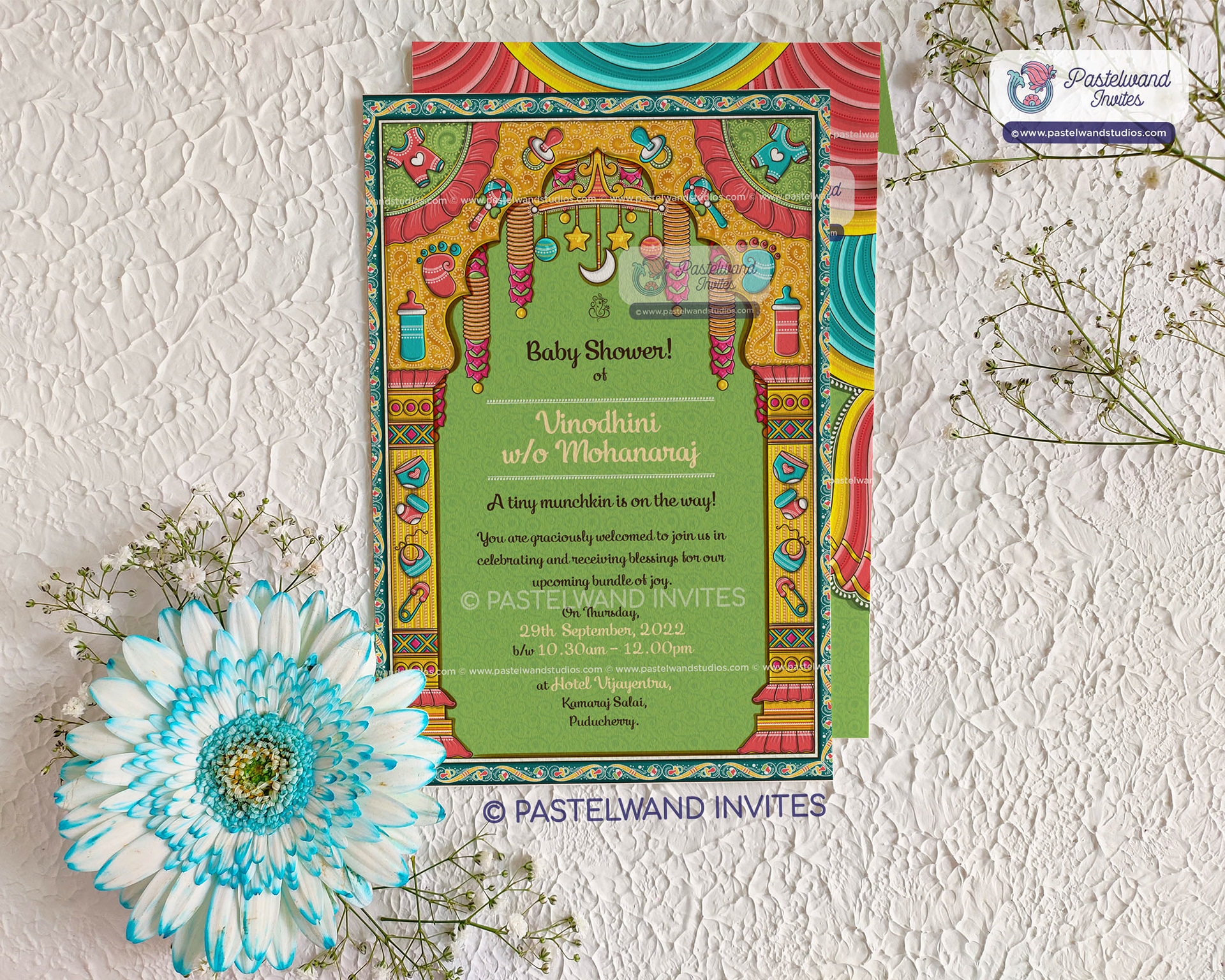 Odisha Pattachitra - Baby shower illustration in Indian Folk Art style, pattachitra done digitally in Adobe Illustrator
