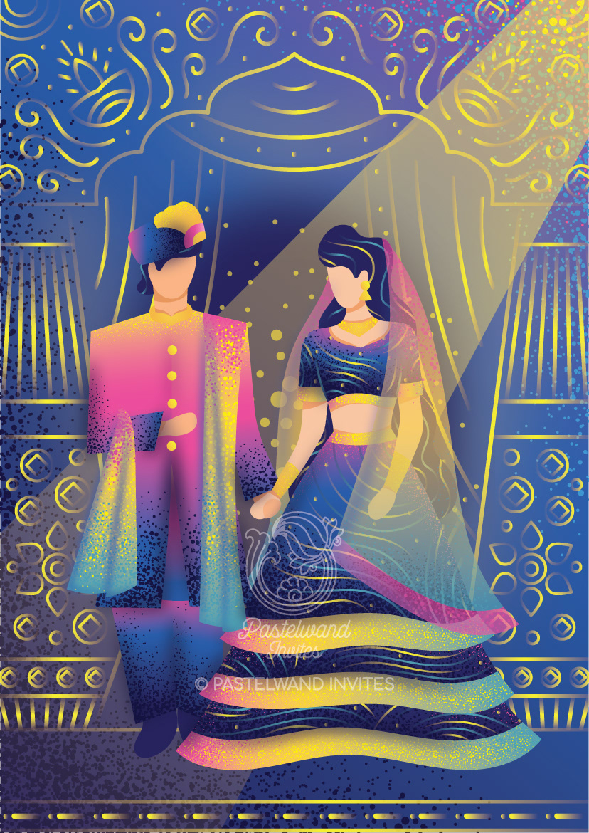 Pastelwand Studios - Classy Art Deco - North Indian Wedding Invite