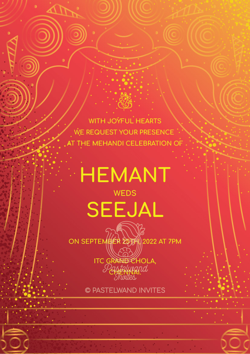 Pastelwand Studios - Classy Art Deco - North Indian Mehendi Invite