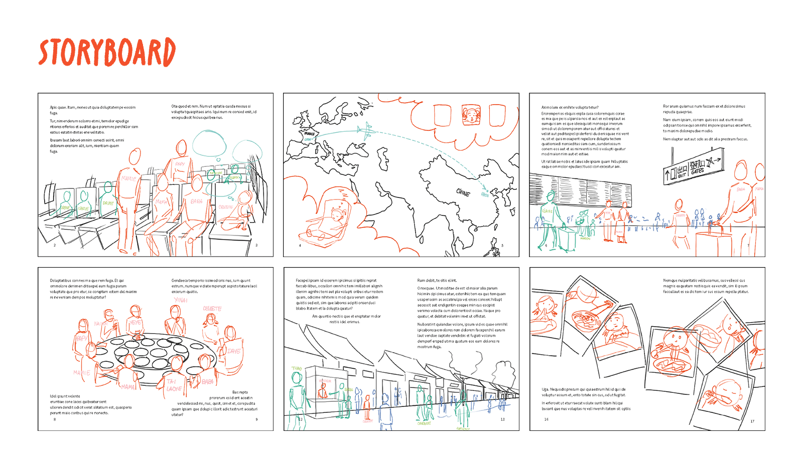 Planches de storyboard de l'album de jeunesse