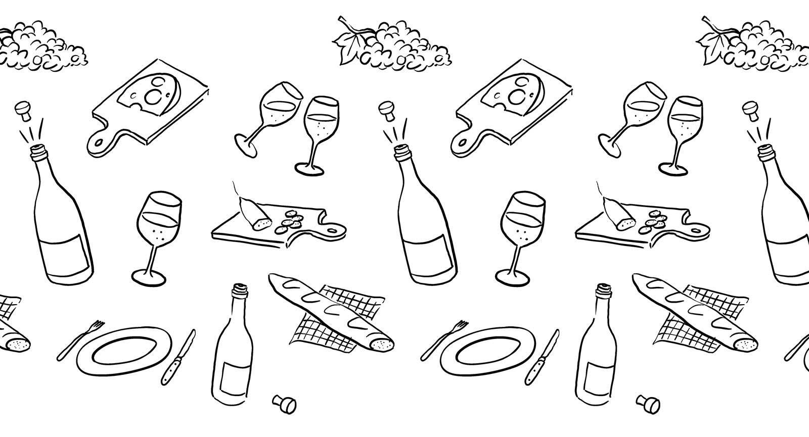 Illustration d'un motif sur le thème du vin