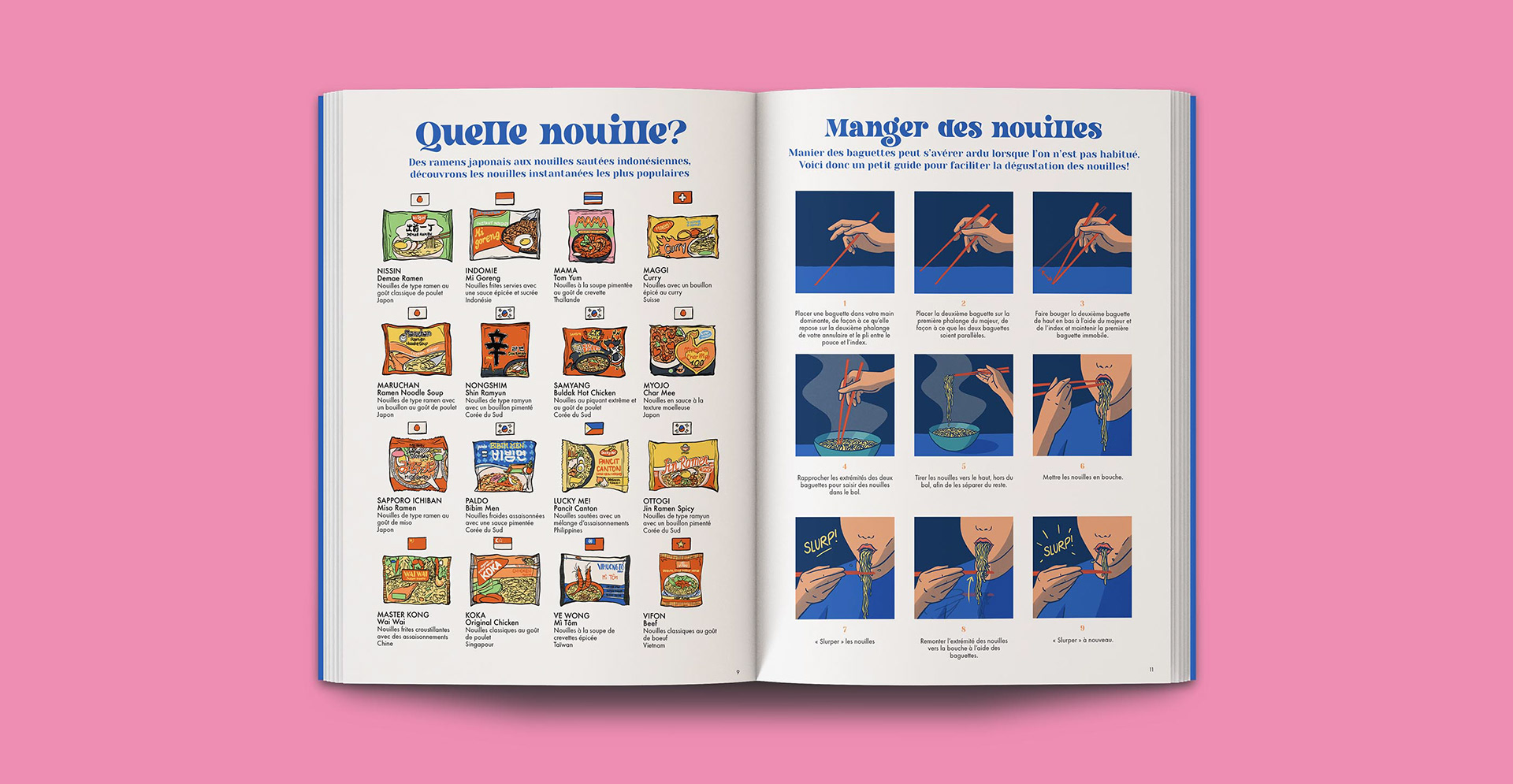Maquette d'un livre de cuisine sur les nouilles