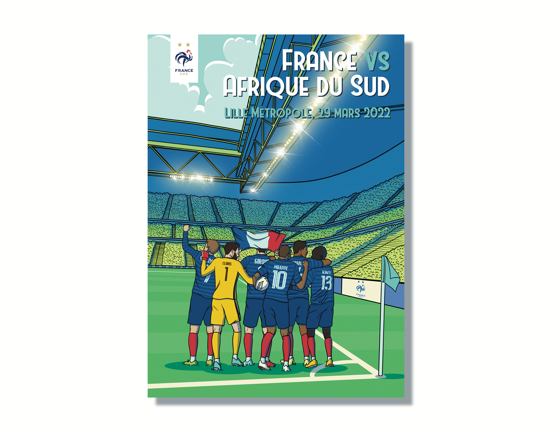 Affiche pour un match de football entre la France et l'Afrique du Sud