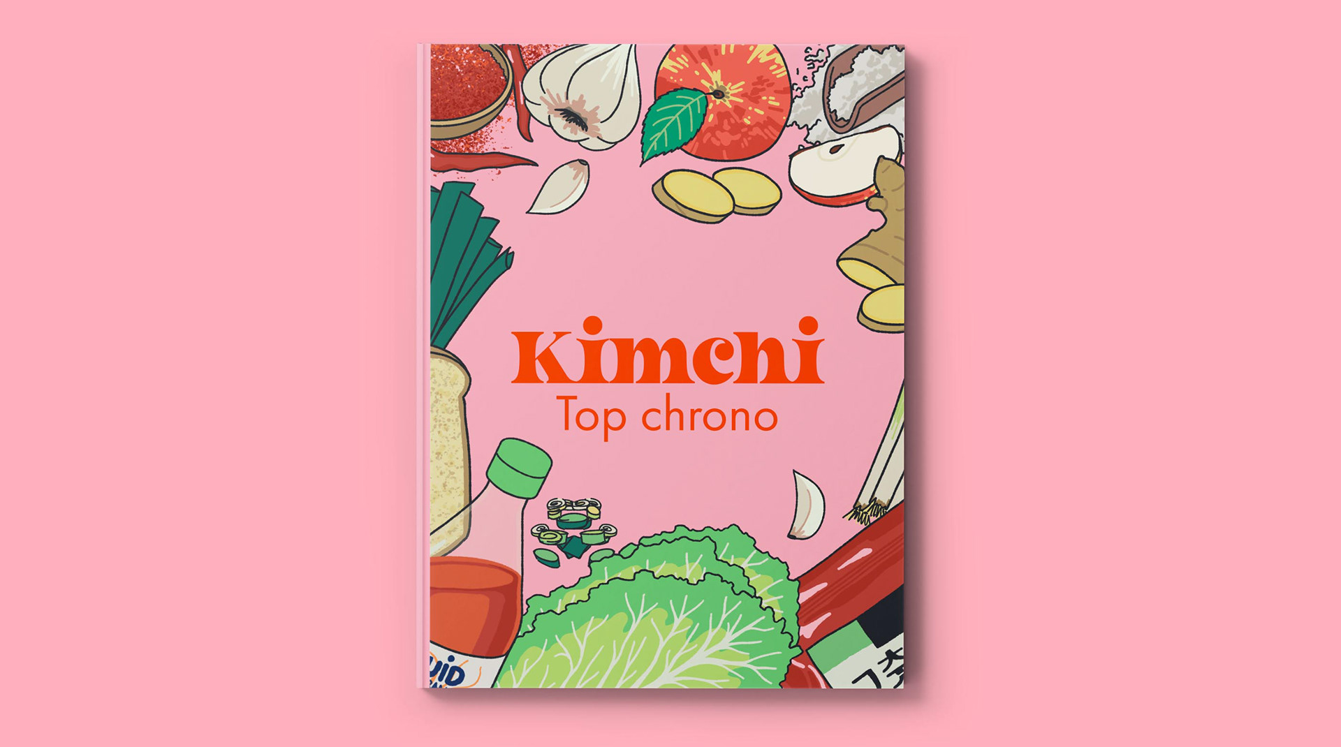 Montage de couverture de livre de cuisine sur le kimchi top chrono