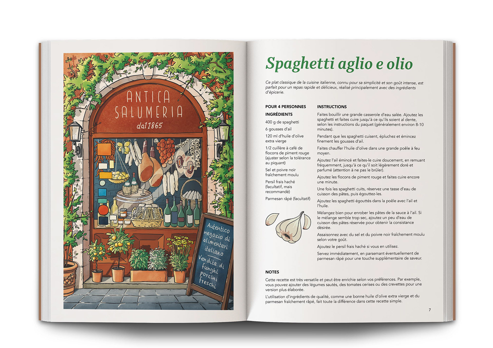 Maquette d'un livre de recettes italiennes
