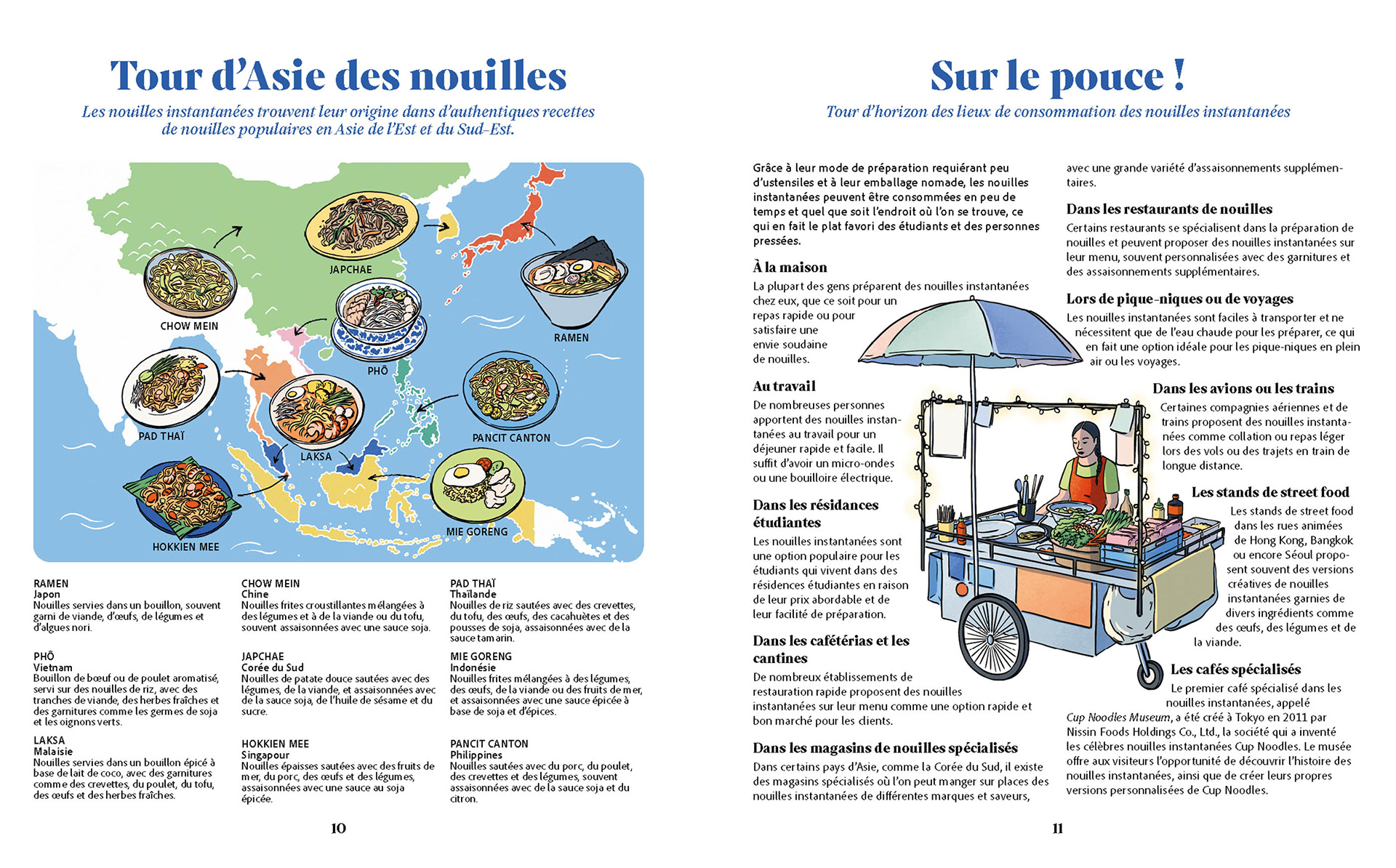 Maquette des pages culturelle d'un livre de cuisine sur les nouilles instantanées