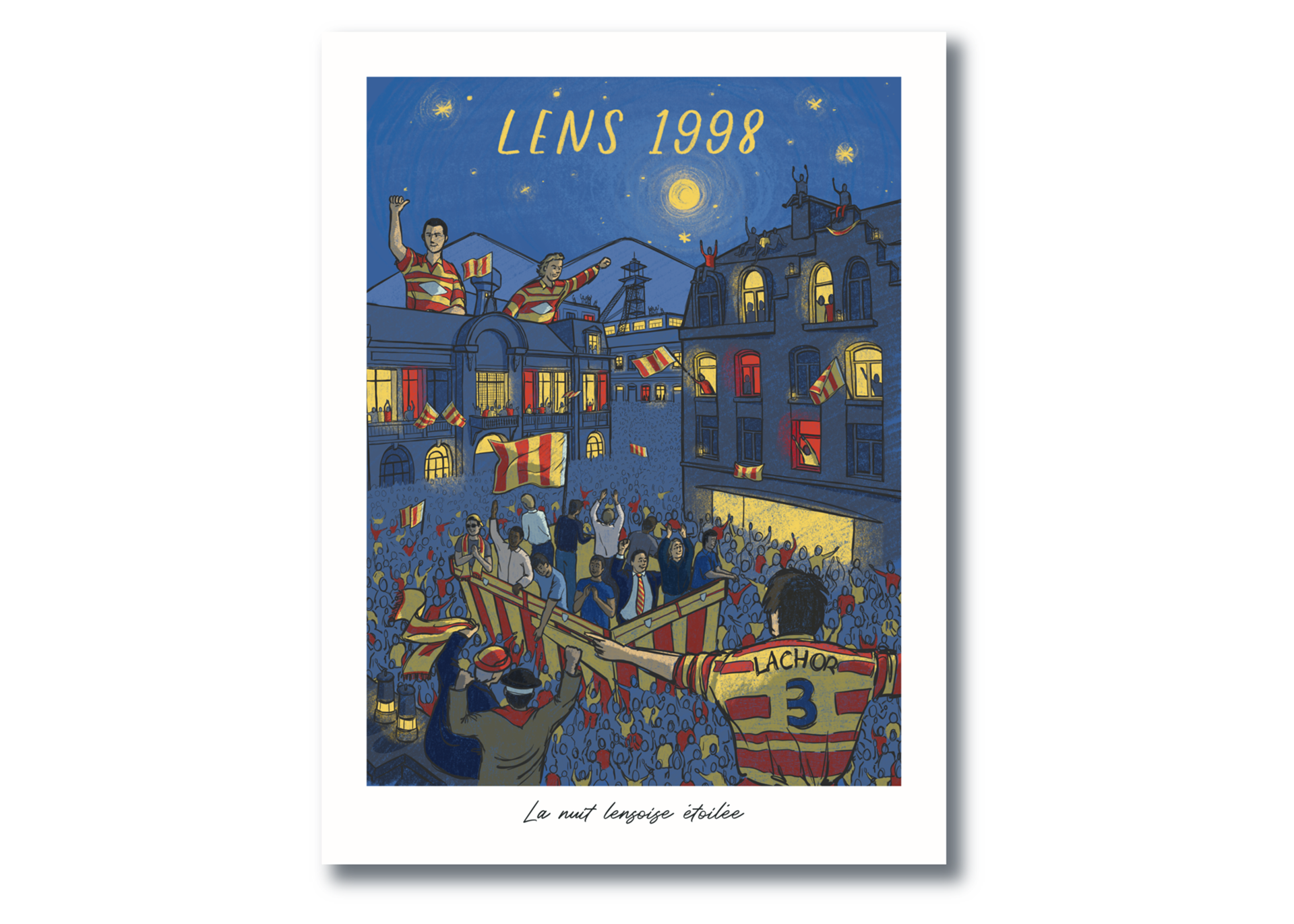 Affiche représentant l'illustration d'une victoire du club de football du RC Lens