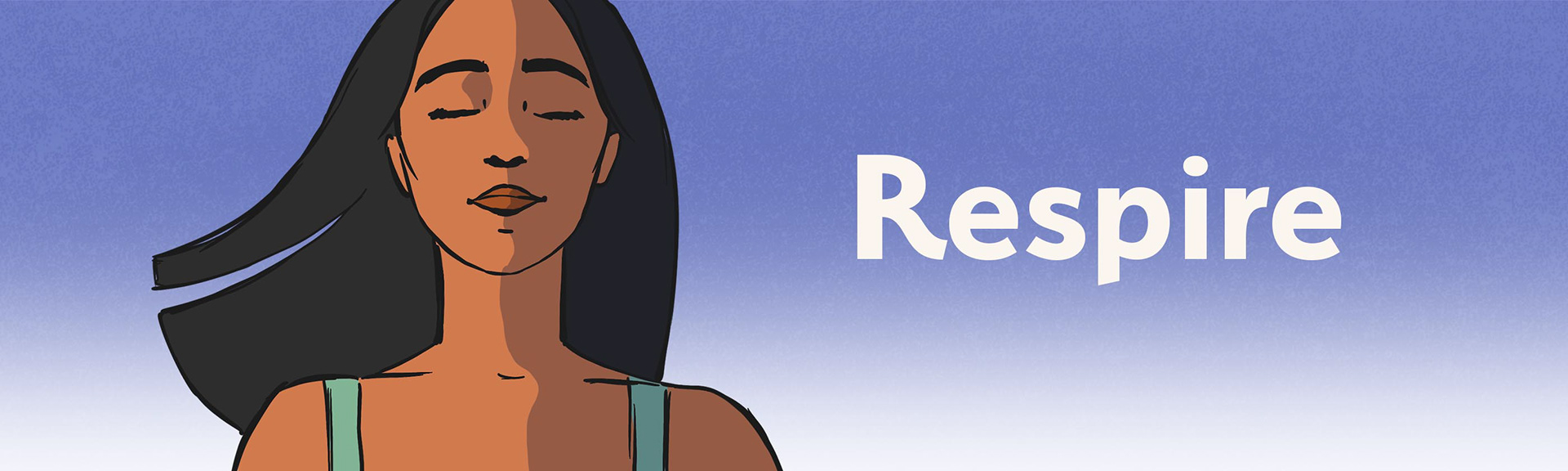 Illustration d'une femme qui inspire et titre "Respire"