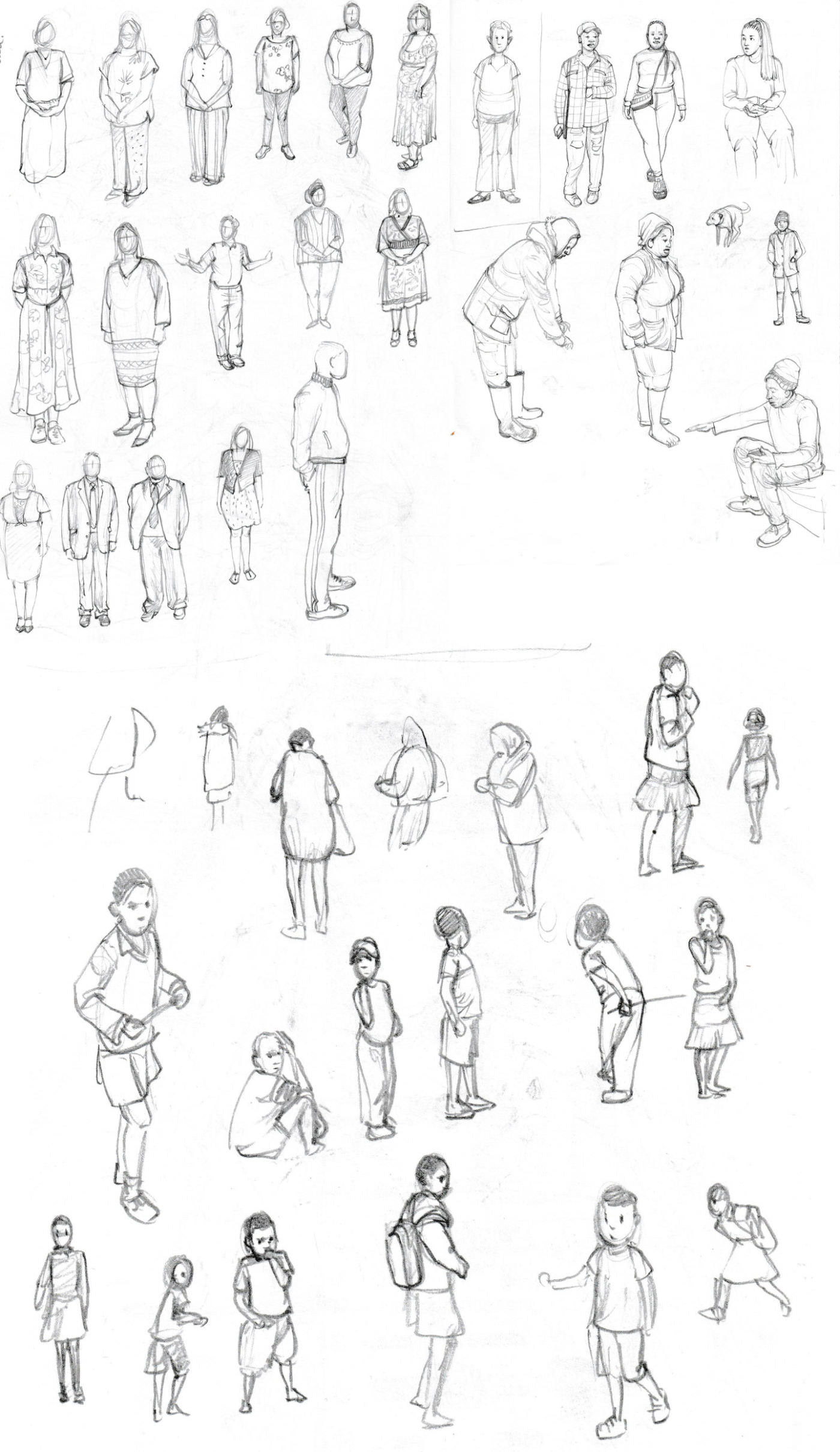 Pencil drawings of people