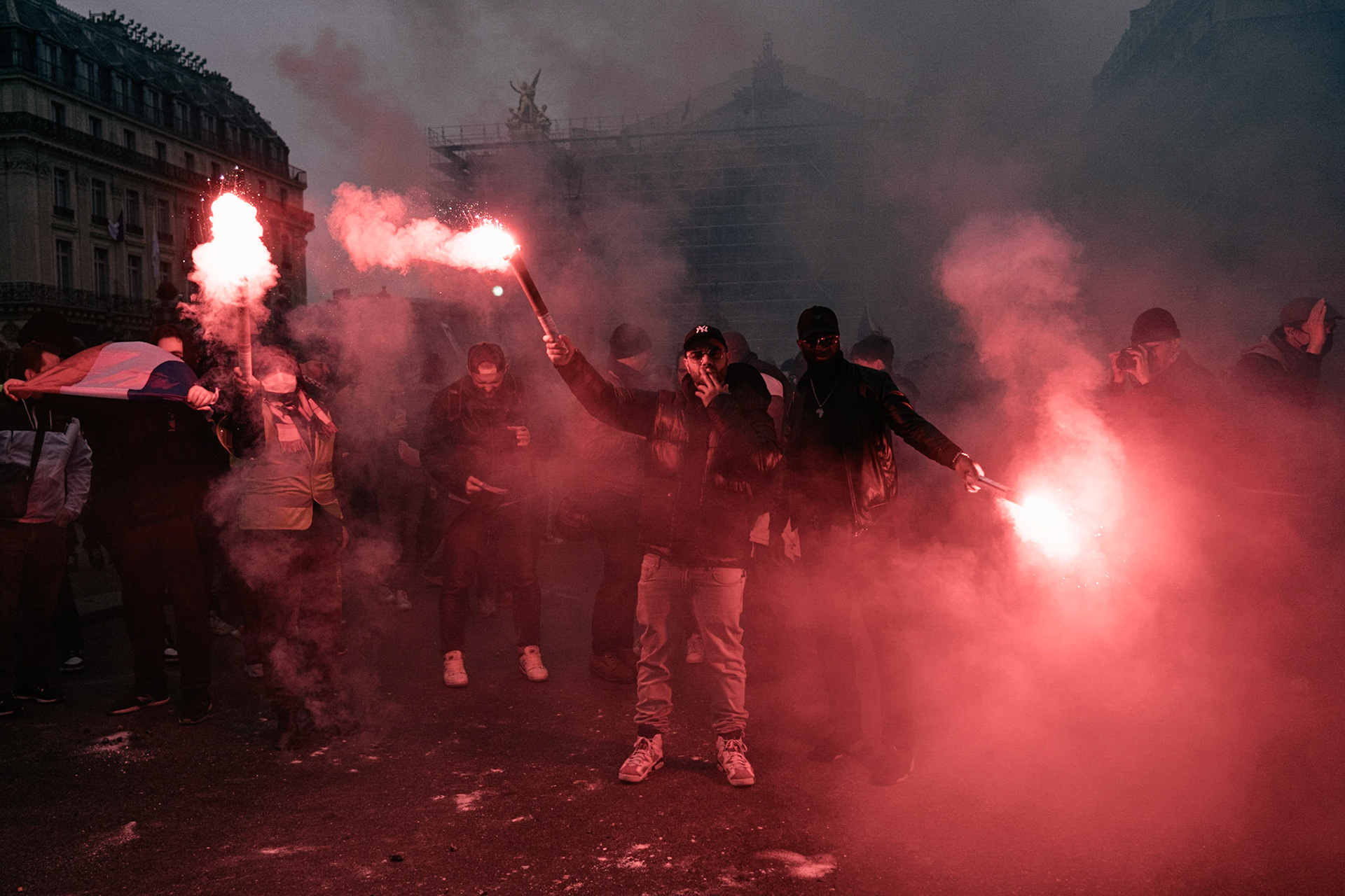 France, Paris, 2023-03-23. 9th day of mobilization against the pension reform in Paris, demonstration starting from Bastille. Photograph by Maxime Gruss / Hans Lucas.France, Paris, 2023-03-23. 9eme journee de mobilisation contre la reforme des retraites a Paris, manifestation au depart de Bastille. Photographie de Maxime Gruss / Hans Lucas.