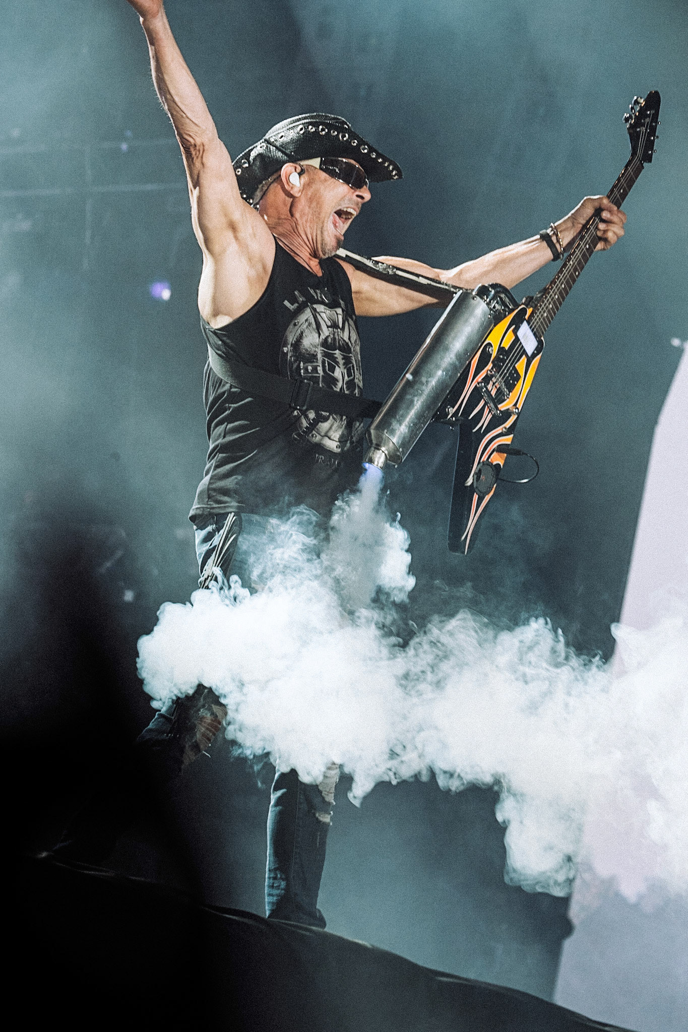 France, Clisson, 2022-06-17. Rudolf Schenker. 15th edition of Hellfest, the famous metal festival back after 2 years of postponement, for an exceptional double edition. Photography by Maxime Gruss / Hans Lucas.France, Clisson, 2022-06-17. Rudolf Schenker du groupe Scorpions. 15eme edition du Hellfest, le celebre festival de metal de retour apres 2 ans de report, pour une double edition exceptionnelle. Photographie de Maxime Gruss / Hans Lucas.