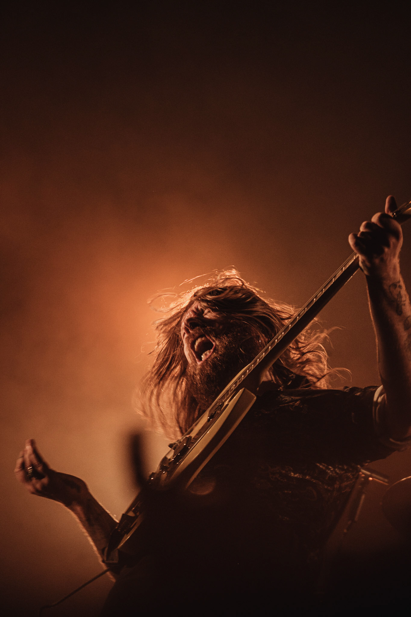 France, Clisson, 2022-06-25.  Kadavar. 15th edition of Hellfest, the famous metal festival back after 2 years of postponement, for an exceptional double edition. Photography by Maxime Gruss / Hans Lucas.France, Clisson, 2022-06-25. Kadavar. 15eme edition du Hellfest, le celebre festival de metal de retour apres 2 ans de report, pour une double edition exceptionnelle. Photographie de Maxime Gruss / Hans Lucas.
