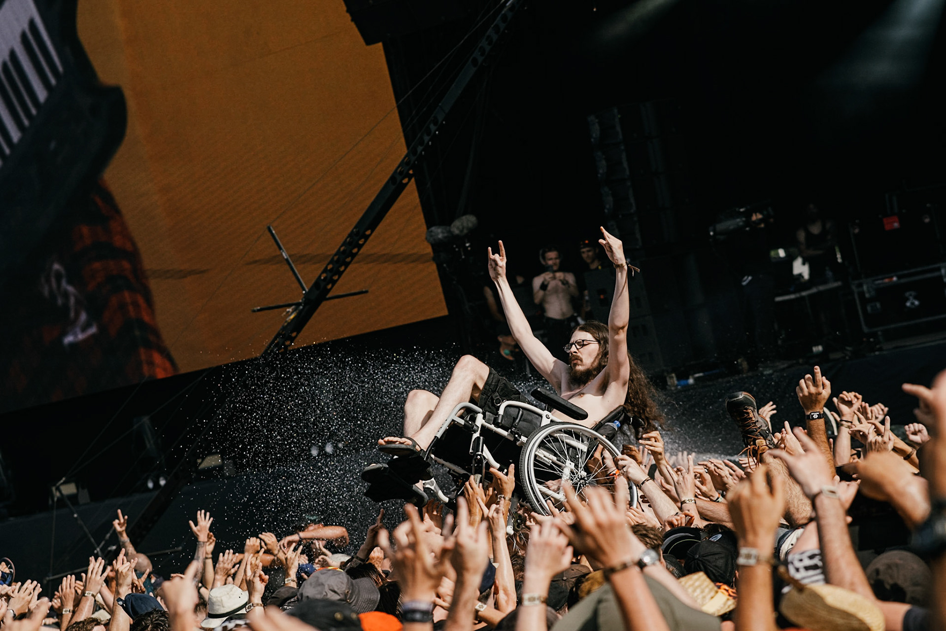 France, Clisson, 2022-06-18. 15th edition of Hellfest, the famous metal festival back after 2 years of postponement, for an exceptional double edition. Photography by Maxime Gruss / Hans Lucas.France, Clisson, 2022-06-18.15eme edition du Hellfest, le celebre festival de metal de retour apres 2 ans de report, pour une double edition exceptionnelle. Photographie de Maxime Gruss / Hans Lucas.