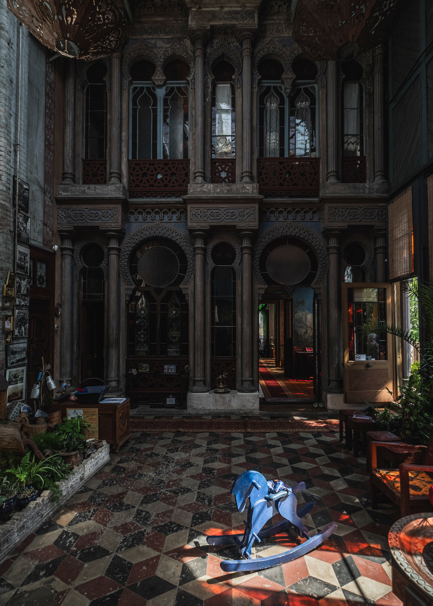 France, Saint-Martin-le-Vinoux, 2022-05-10. La Casamaures, classified as a historical monument, is a neo-Moorish villa built in the 19th century by Joseph Jullien, known as Cochard, and saved in extremis from ruin. Selected for the show Le Monument prefere des francais. Photograph by Maxime Gruss / Hans Lucas.France, Saint-Martin-le-Vinoux, 2022-05-10. La Casamaures, classee monument historique, villa neo-mauresque construite au XIXe siècle par Joseph Jullien dit Cochard et sauvée in extremis de la ruine. Selectionee pour l emission Le Monument prefere des francais. Photographie de Maxime Gruss / Hans Lucas.