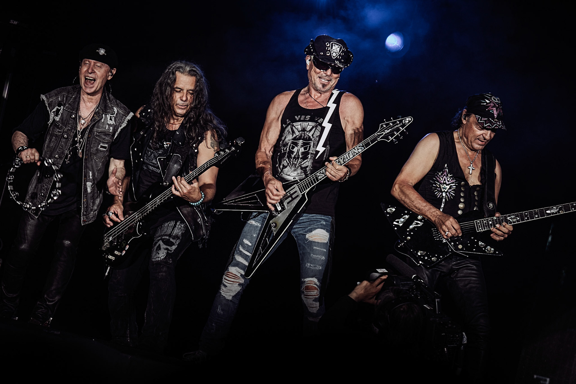 France, Clisson, 2022-06-17. Scorpions band.  15th edition of Hellfest, the famous metal festival back after 2 years of postponement, for an exceptional double edition. Photography by Maxime Gruss / Hans Lucas.France, Clisson, 2022-06-17.  Scorpions. 15eme edition du Hellfest, le celebre festival de metal de retour apres 2 ans de report, pour une double edition exceptionnelle. Photographie de Maxime Gruss / Hans Lucas.