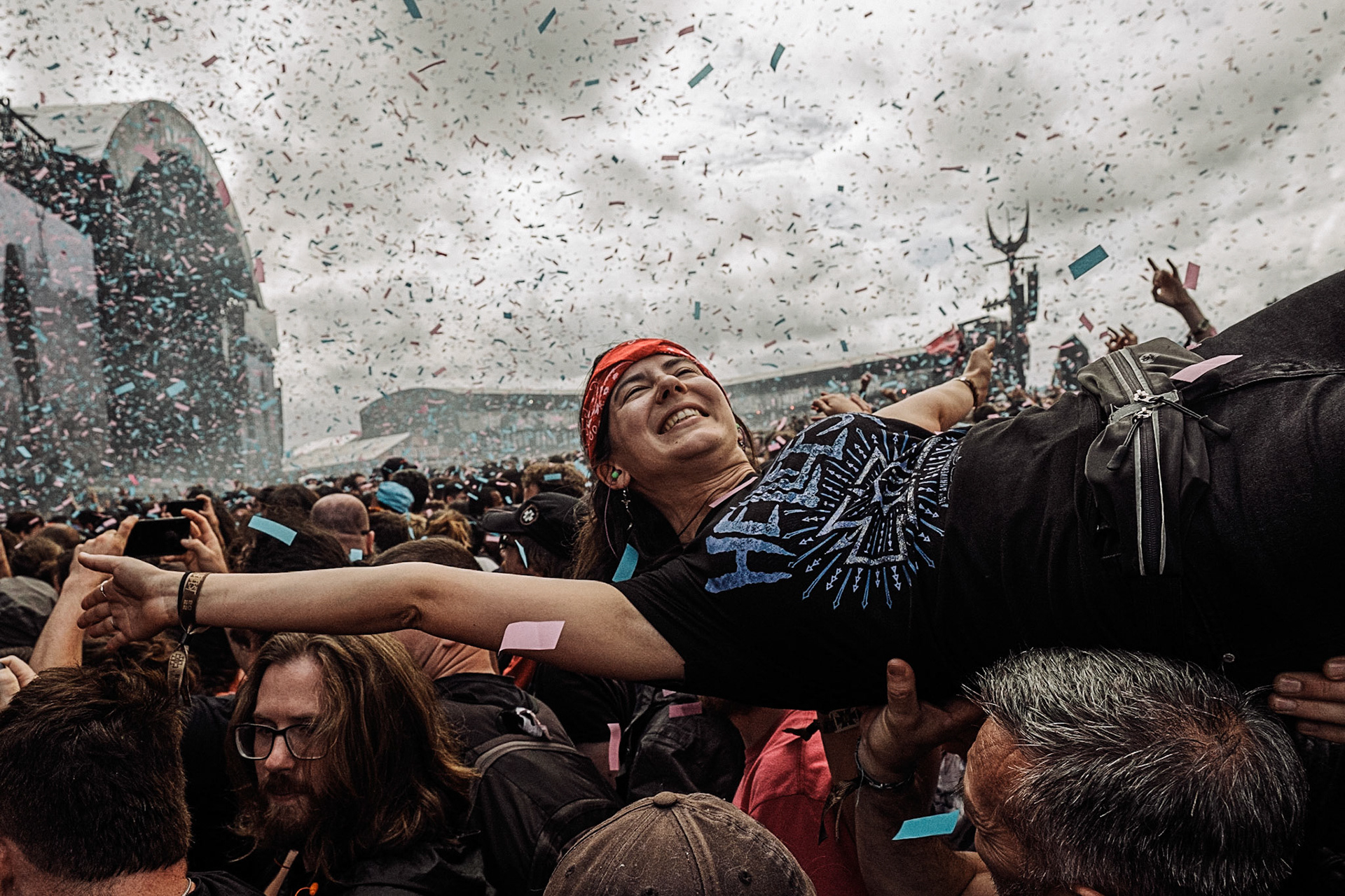 France, Clisson, 2022-06-24. 15th edition of Hellfest, the famous metal festival back after 2 years of postponement, for an exceptional double edition. Photography by Maxime Gruss / Hans Lucas.France, Clisson, 2022-06-24. 15eme edition du Hellfest, le celebre festival de metal de retour apres 2 ans de report, pour une double edition exceptionnelle. Photographie de Maxime Gruss / Hans Lucas.