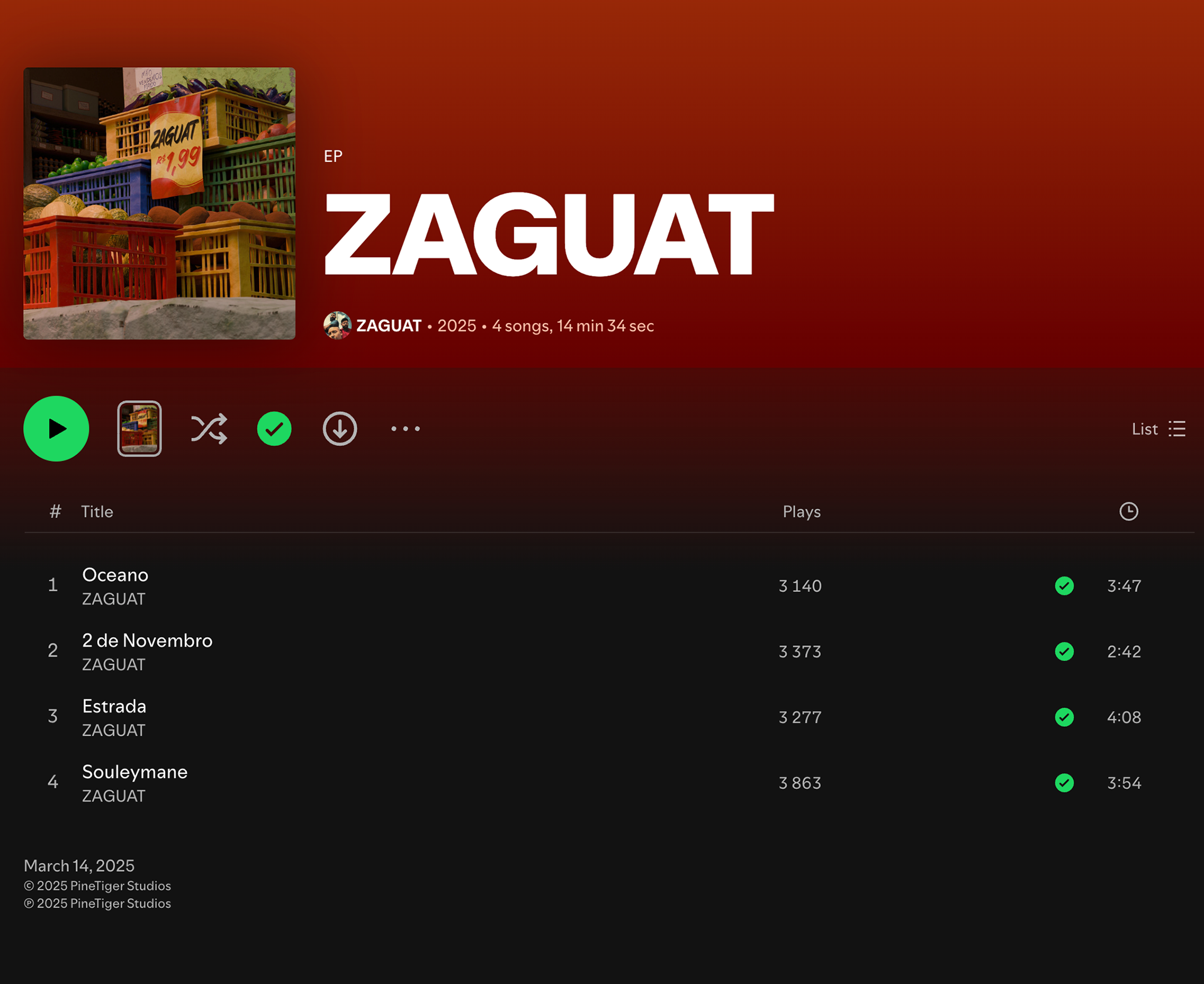 EP lançado em 14/03/2025