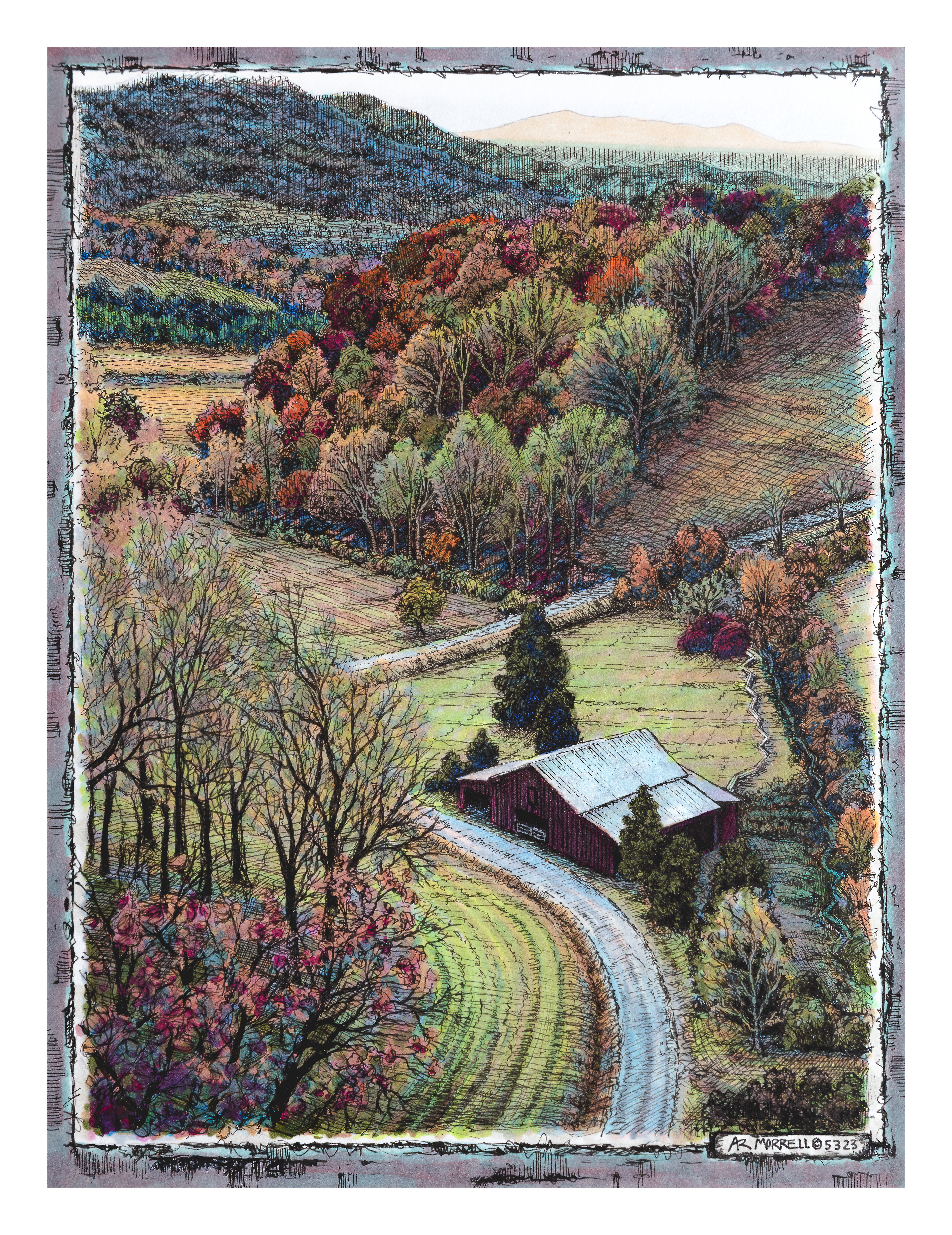"Above Garret Creek" Pen and ink- 6 x 8