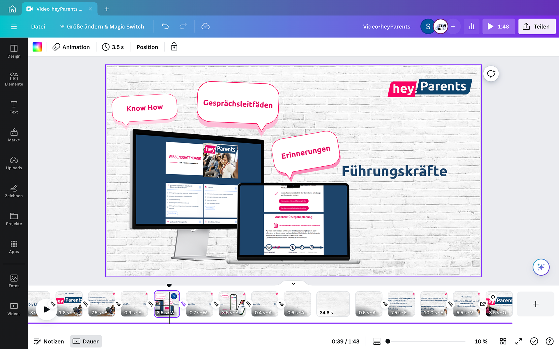 Erstellen des Videos in Canva