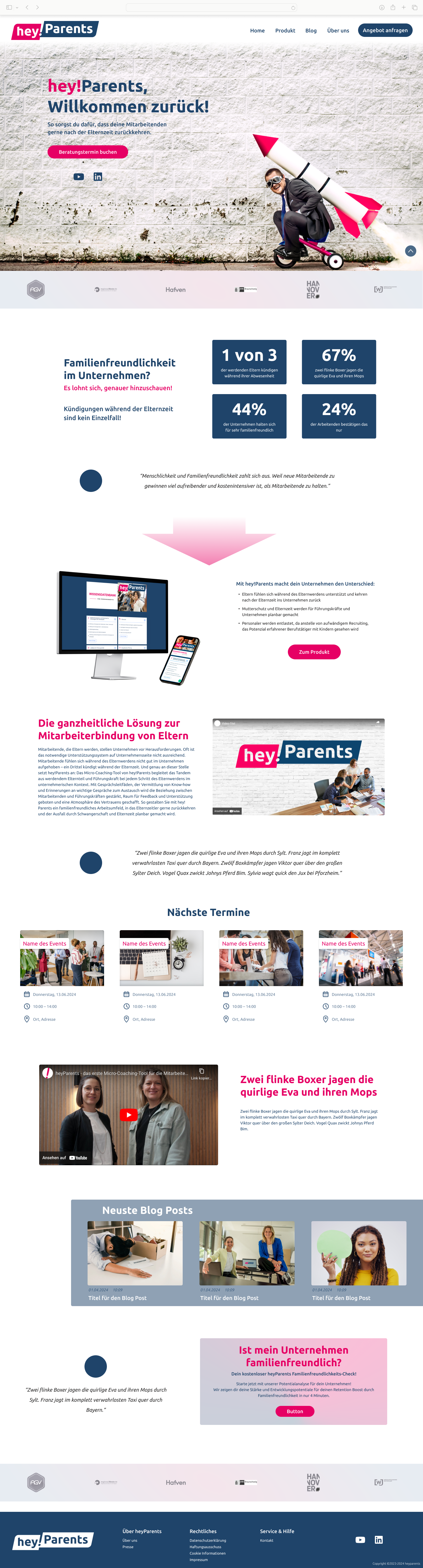 Startseite – finaler Prototyp